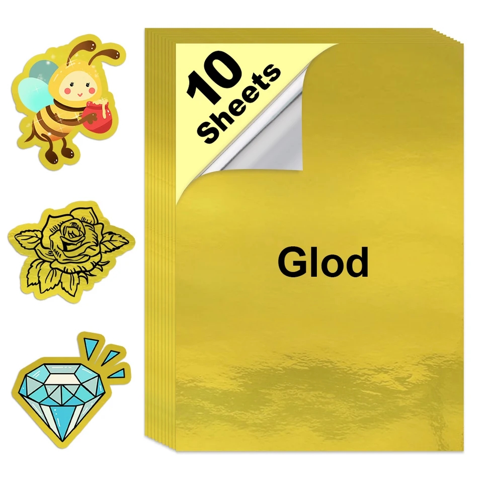 10 Sheets Gold Color Printable Vinyl Sticker Paper A4 Paper 210 297mm Self Adhesive Label Copy Paper For Inkjet Printer DIY AliExpress