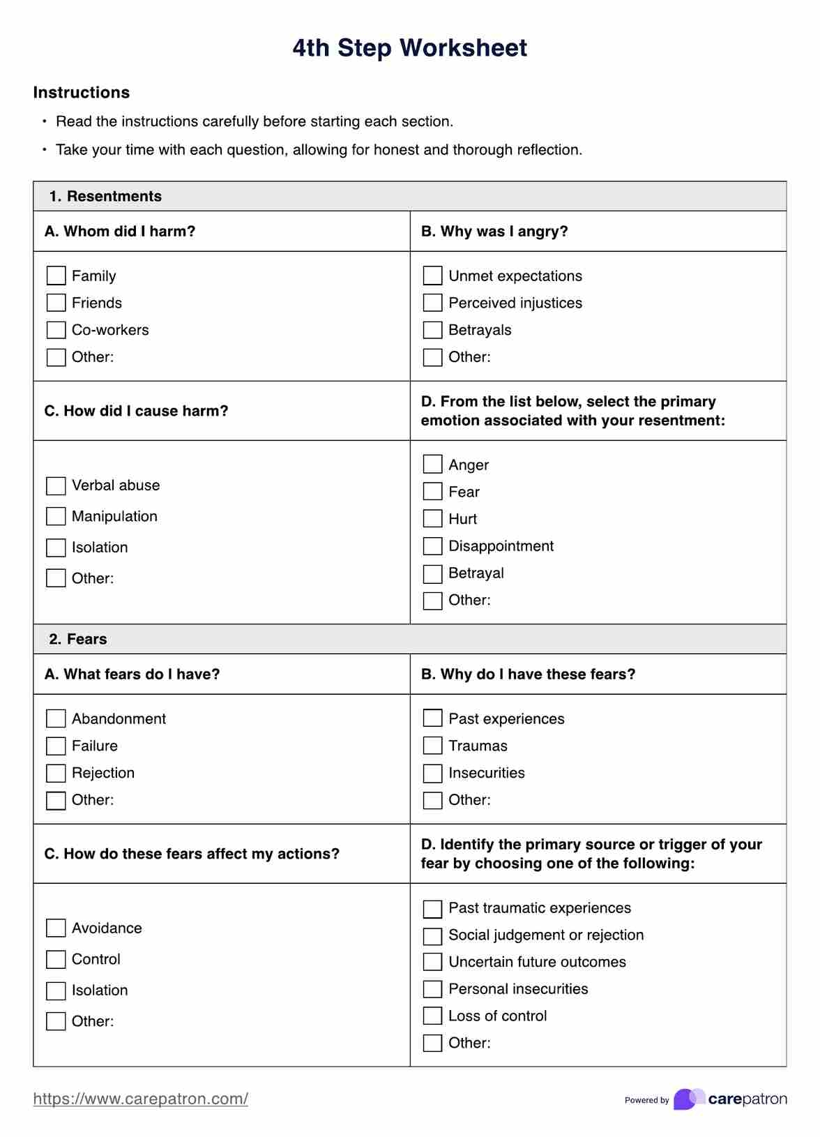 10 Step Inventory Worksheets Example Free PDF Download