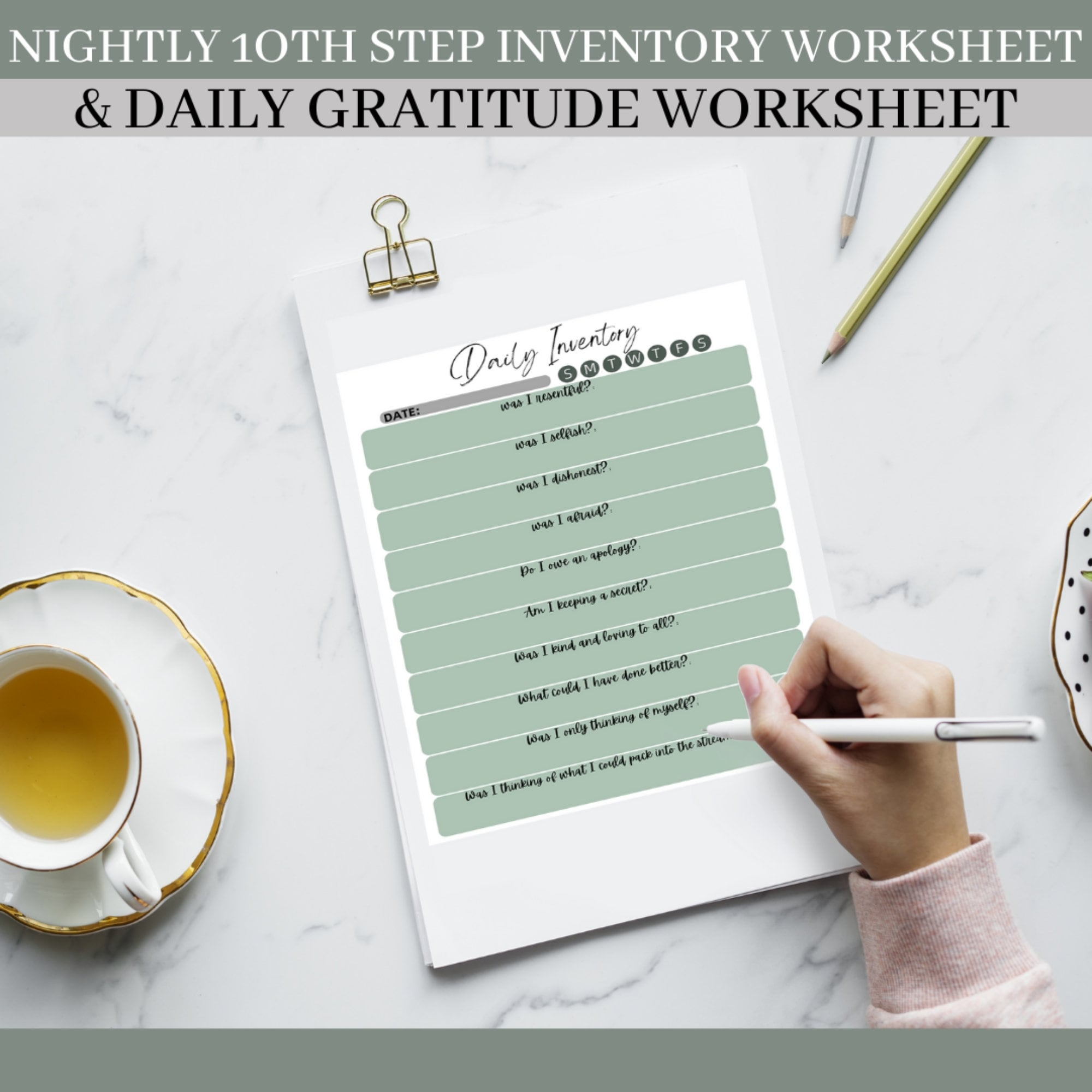 Printable 10th Step Nightly Inventory Worksheet