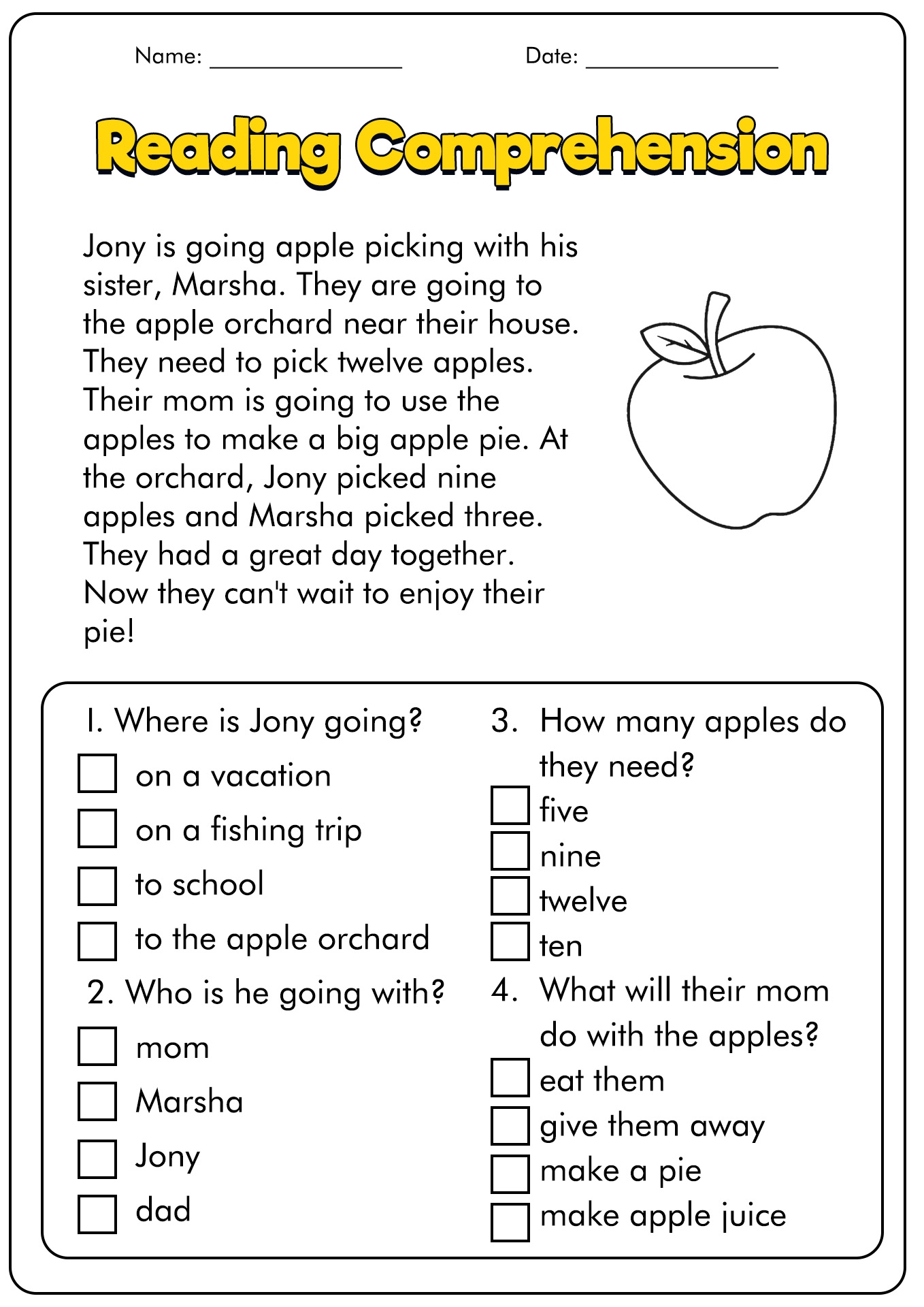 15 First Grade Reading Comprehension Worksheets Free PDF At Worksheeto