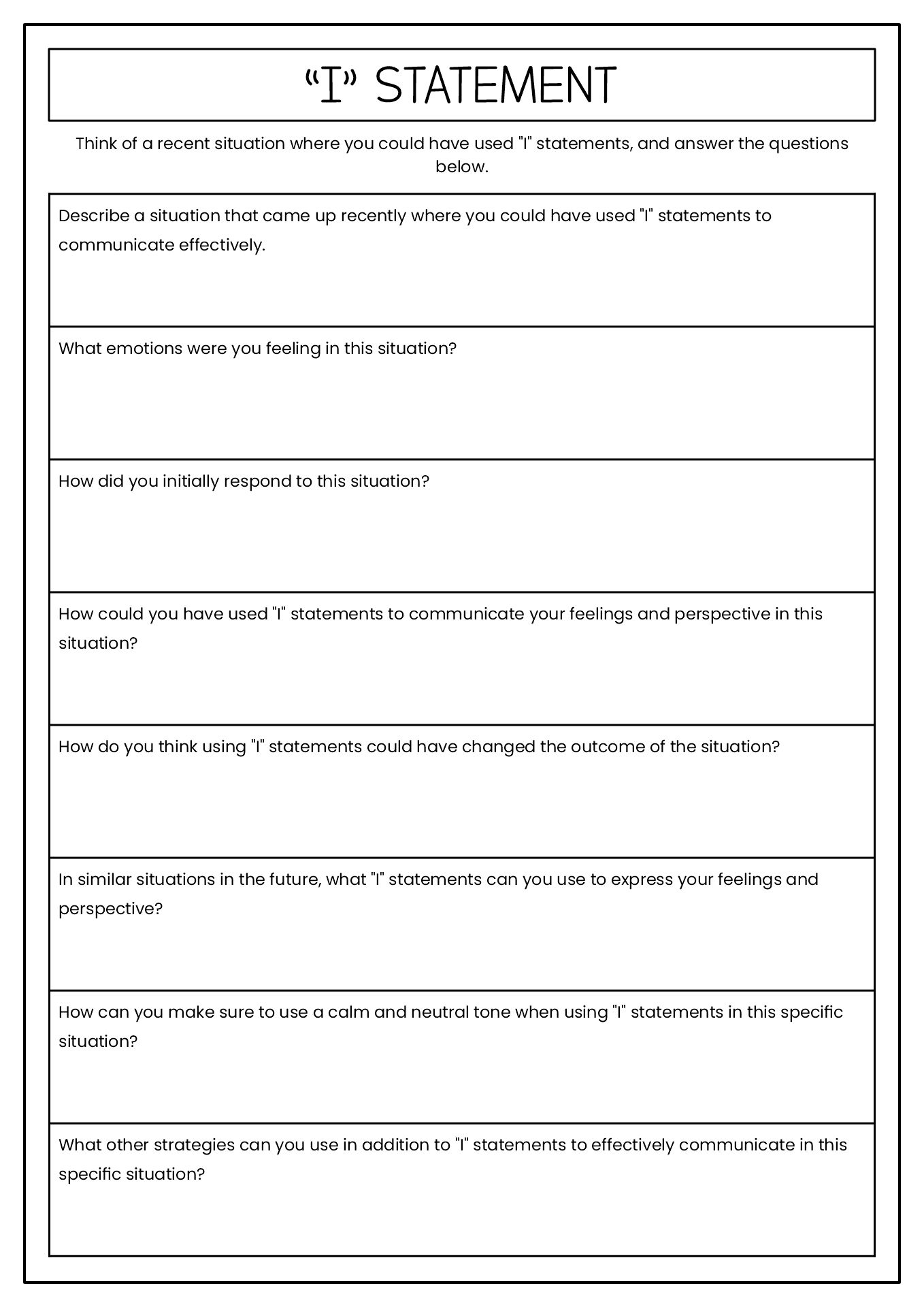 Free Printable Mental Health Group Activity Worksheets