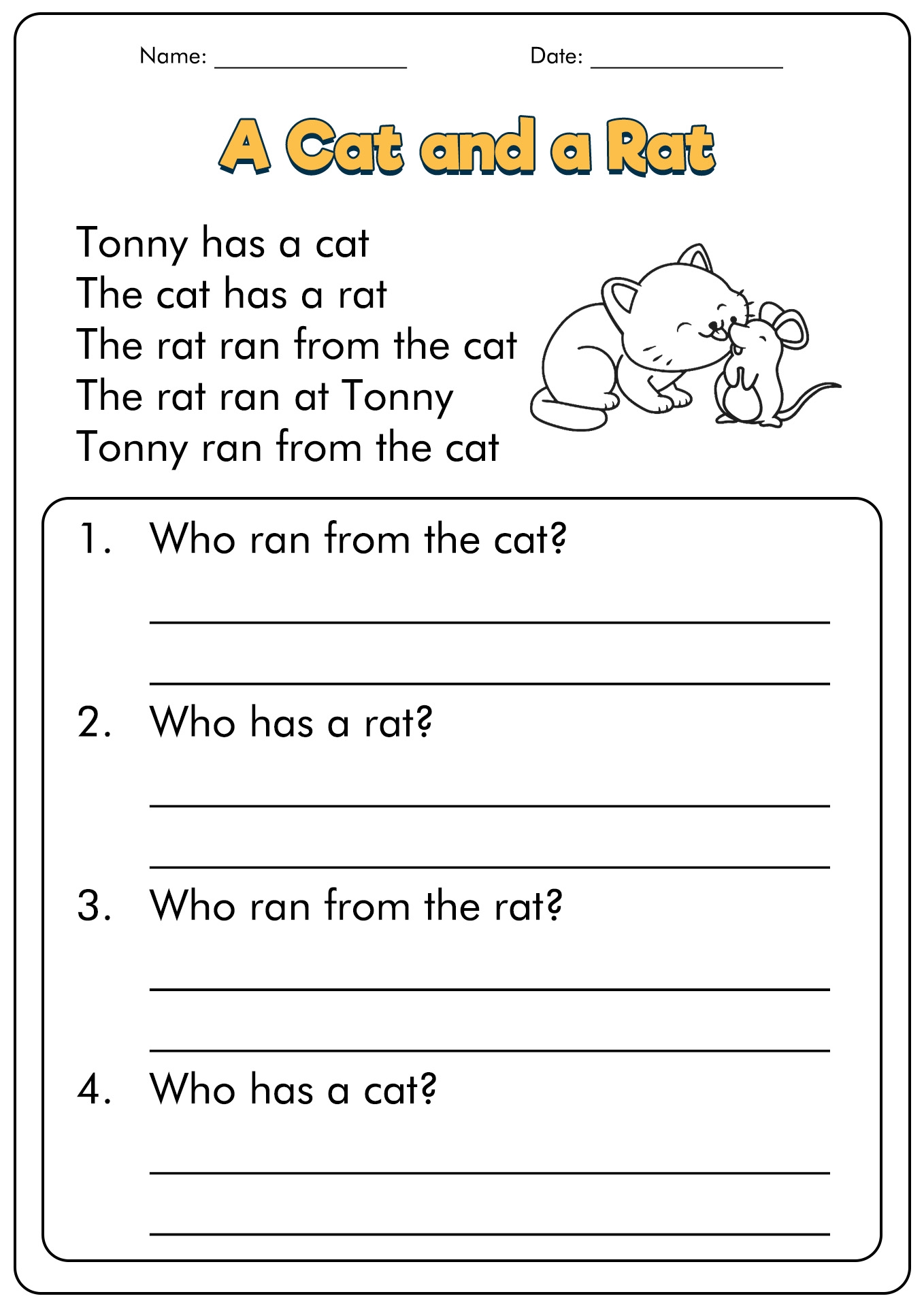 1st Grade Reading Comprehension Free Printable Worksheets Worksheets Library