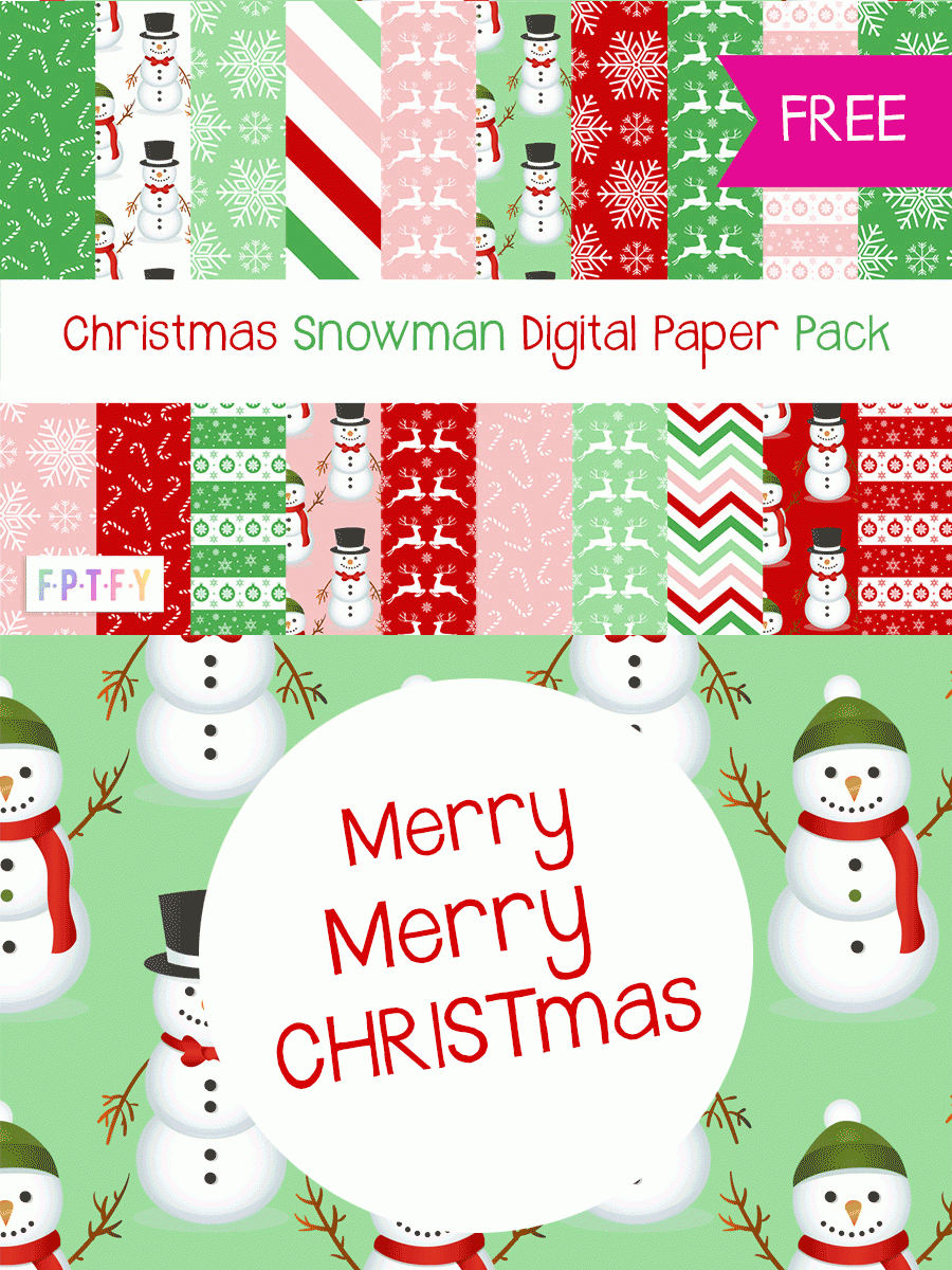 20 FREE Christmas Snowman Digital Paper Free Pretty Things For You
