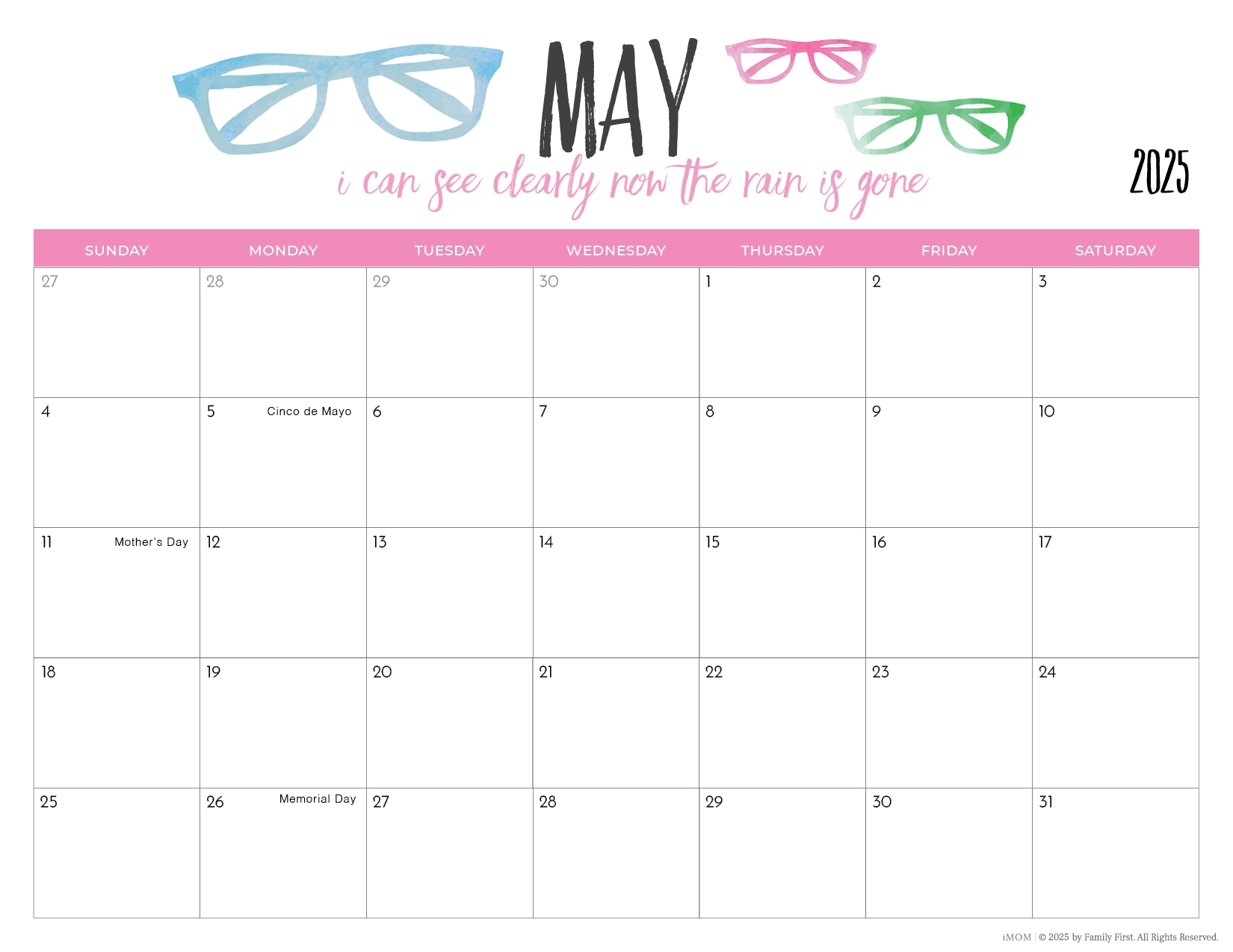 May 2025 Free Printable Calendar