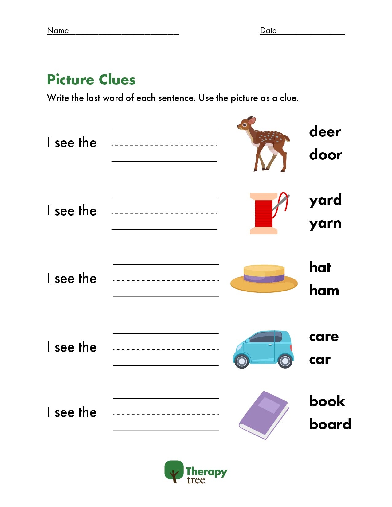 Speech Therapy Printable Worksheets