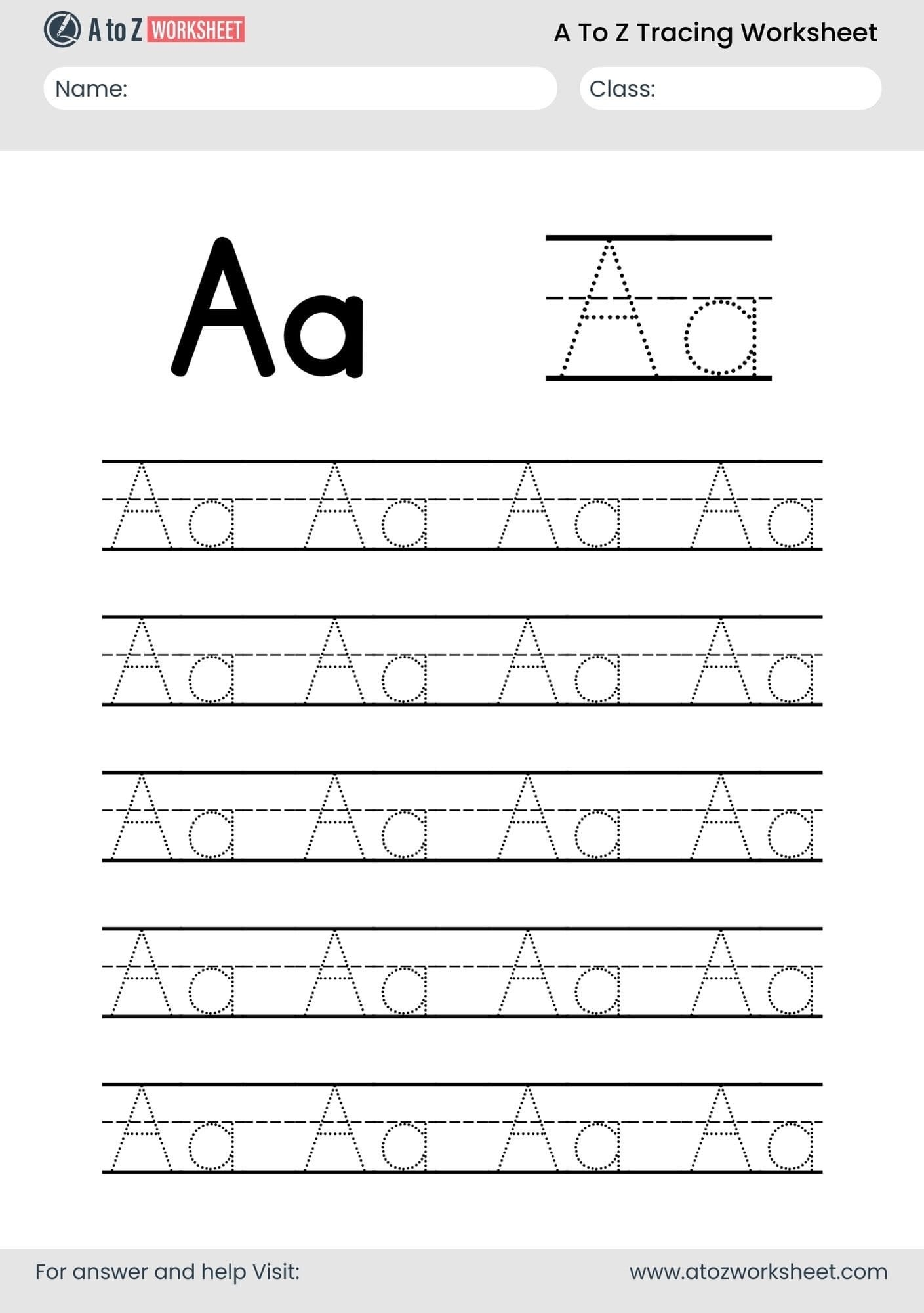 31 A To Z Alphabet Worksheets PDF Free Tracing Printable Set For Kids A To Z Worksheet
