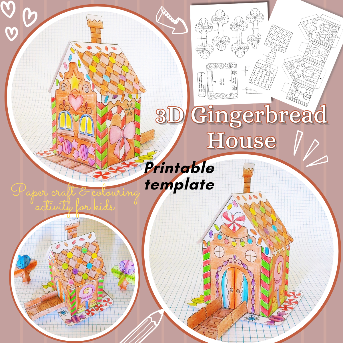 3D Gingerbread House Printable Template Paper Craft Coloring Activity Made By Teachers