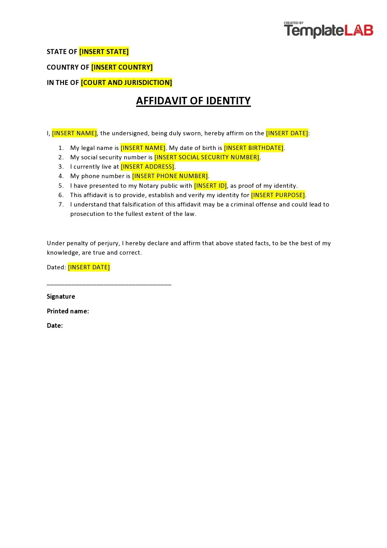 60 Free Affidavit Templates Forms Word PDF TemplateLab
