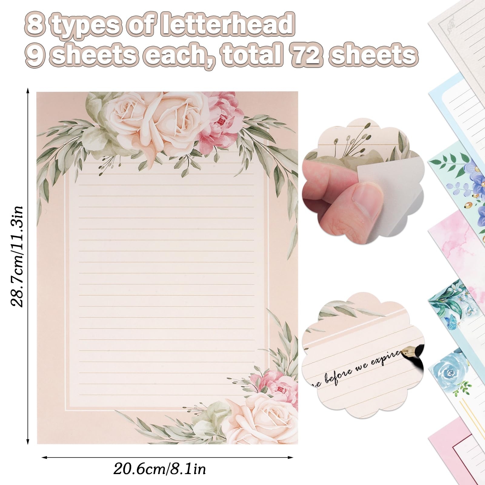 64Pcs Flower Stationary Paper Lined 8 5x11 Lined Stationary Writing Paper Fancy Paper For Letters Cute Coloured Lined Paper For Writing Poem Scrapbook Crafts Wedding Invitation Printing Supplies Amazon de Stationery Office