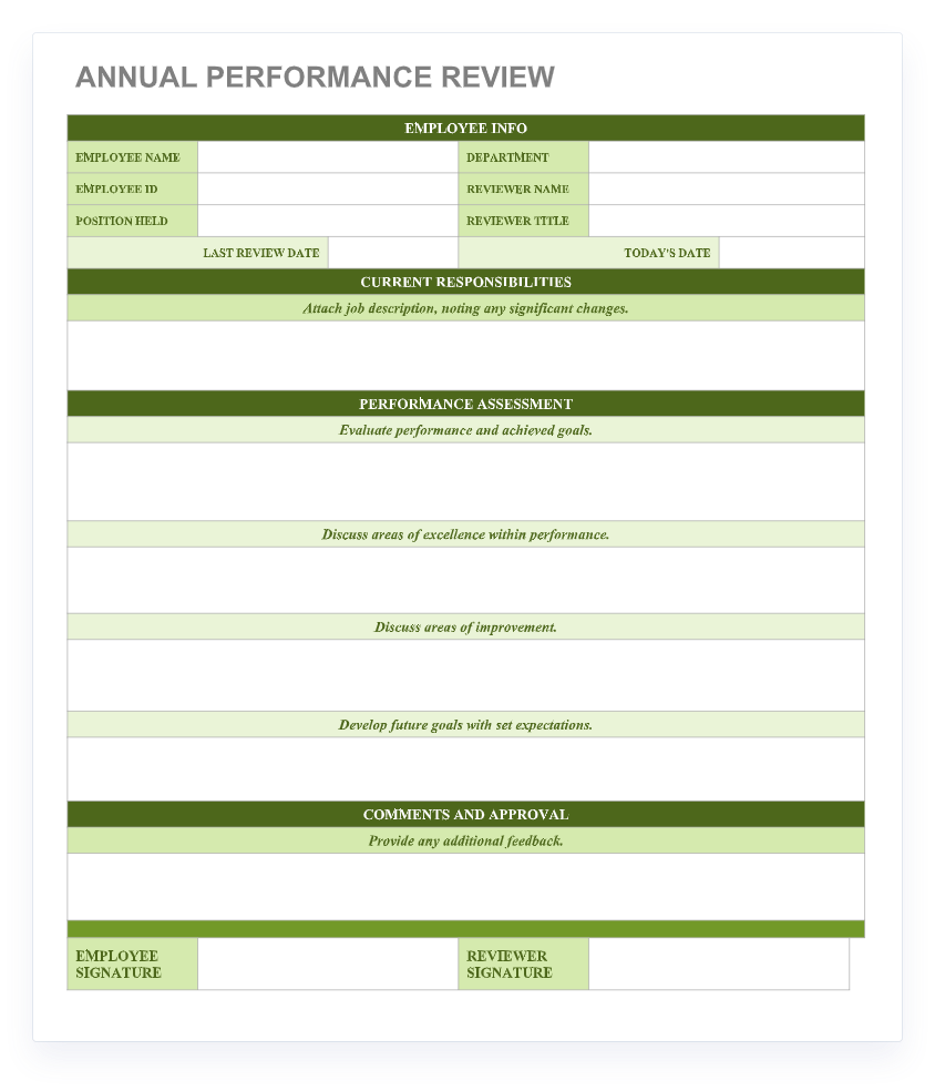 70 Free Employee Performance Review Templates Word PDF Excel Uptick
