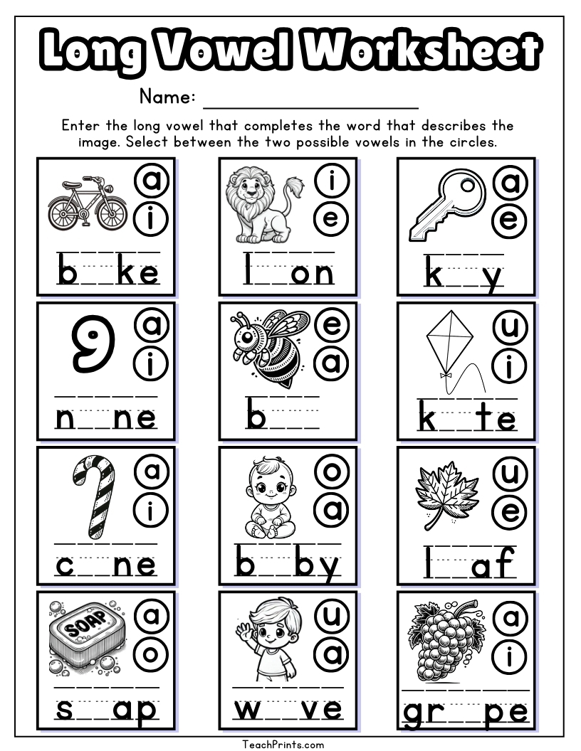 Free Printable Long Vowel Worksheets