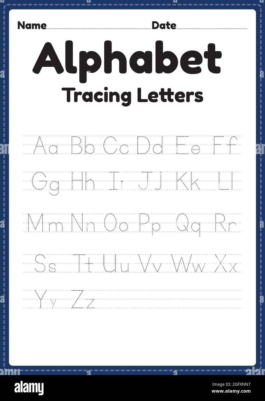 Abc Worksheet Of Tracing Alphabet Letters For Kindergarten And Preschool Kids For Handwriting Practice And Educational Activities In A Printable Page Stock Vector Image Art Alamy