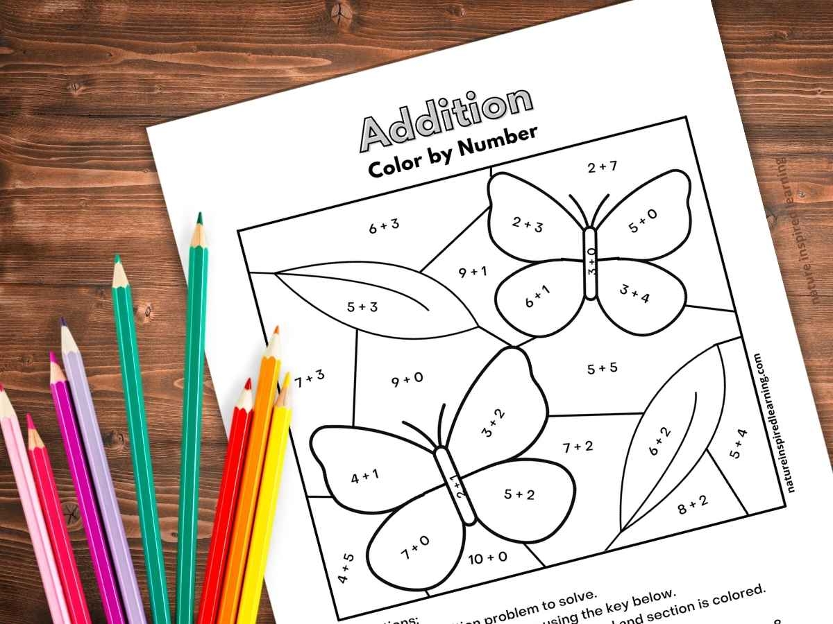 Addition Color By Number Worksheets Nature Inspired Learning