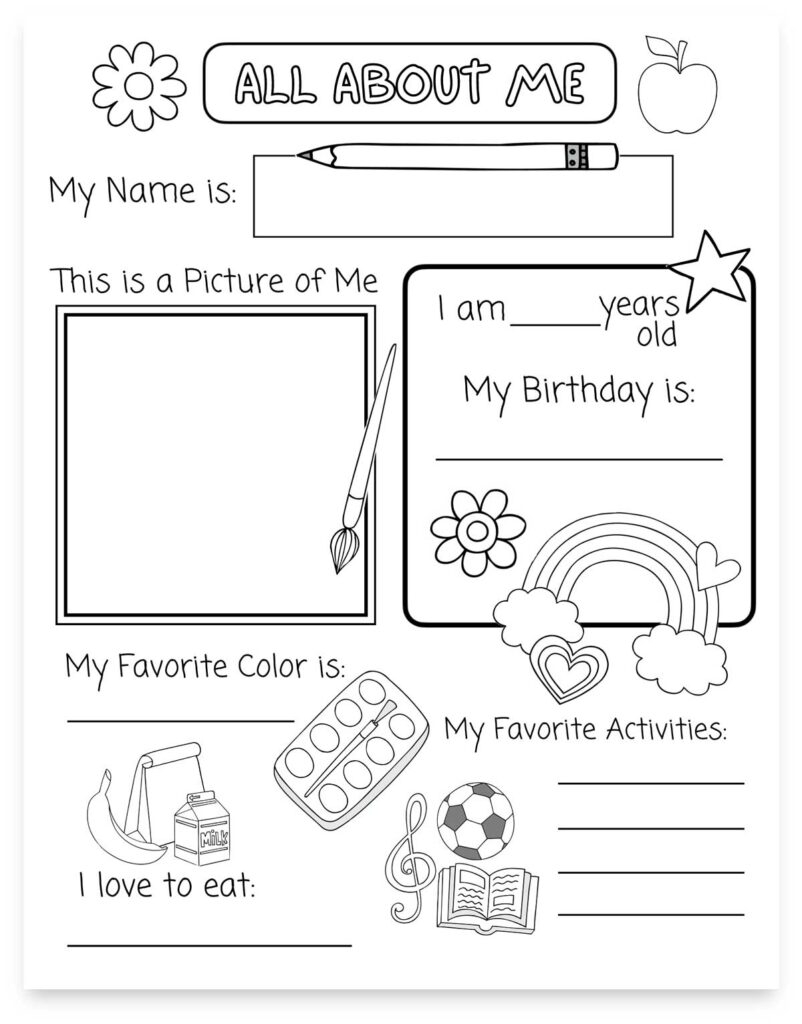 All About Me Printable Worksheets