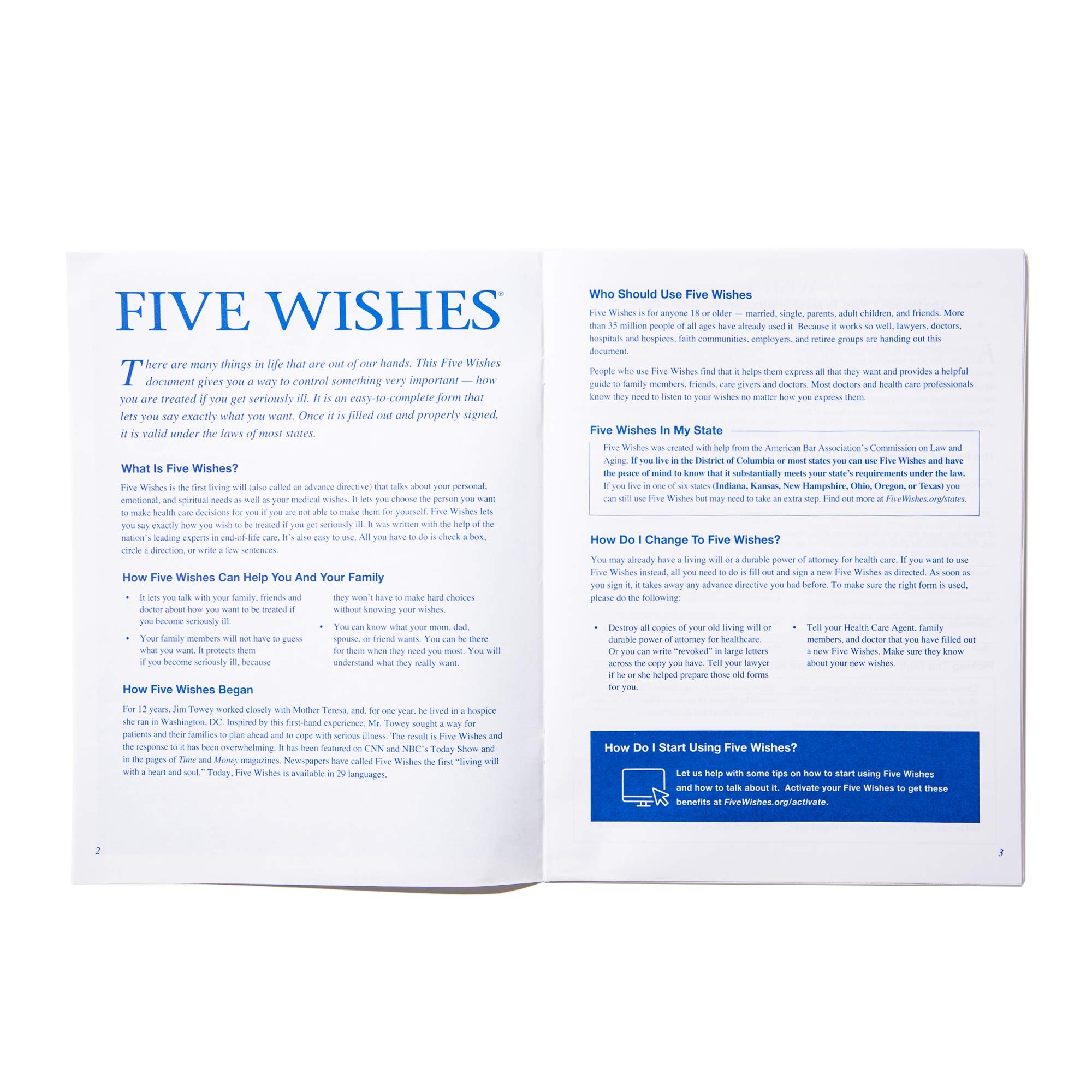 Free Printable 5 Wishes Form