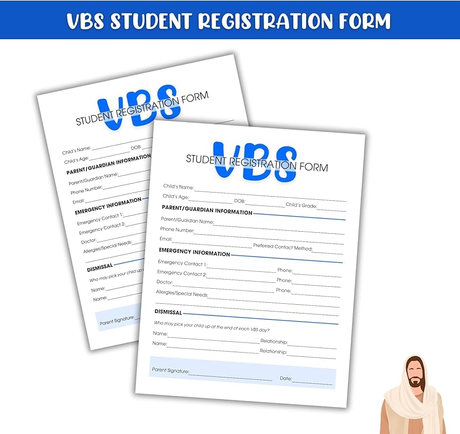 Amazon Vacation Bible School Registration Forms 50 Pk 8 5x11 Activities Certificate Themes Breaker Decorations Sign Up Sheets Adult Books Crafts Booklet Office Products
