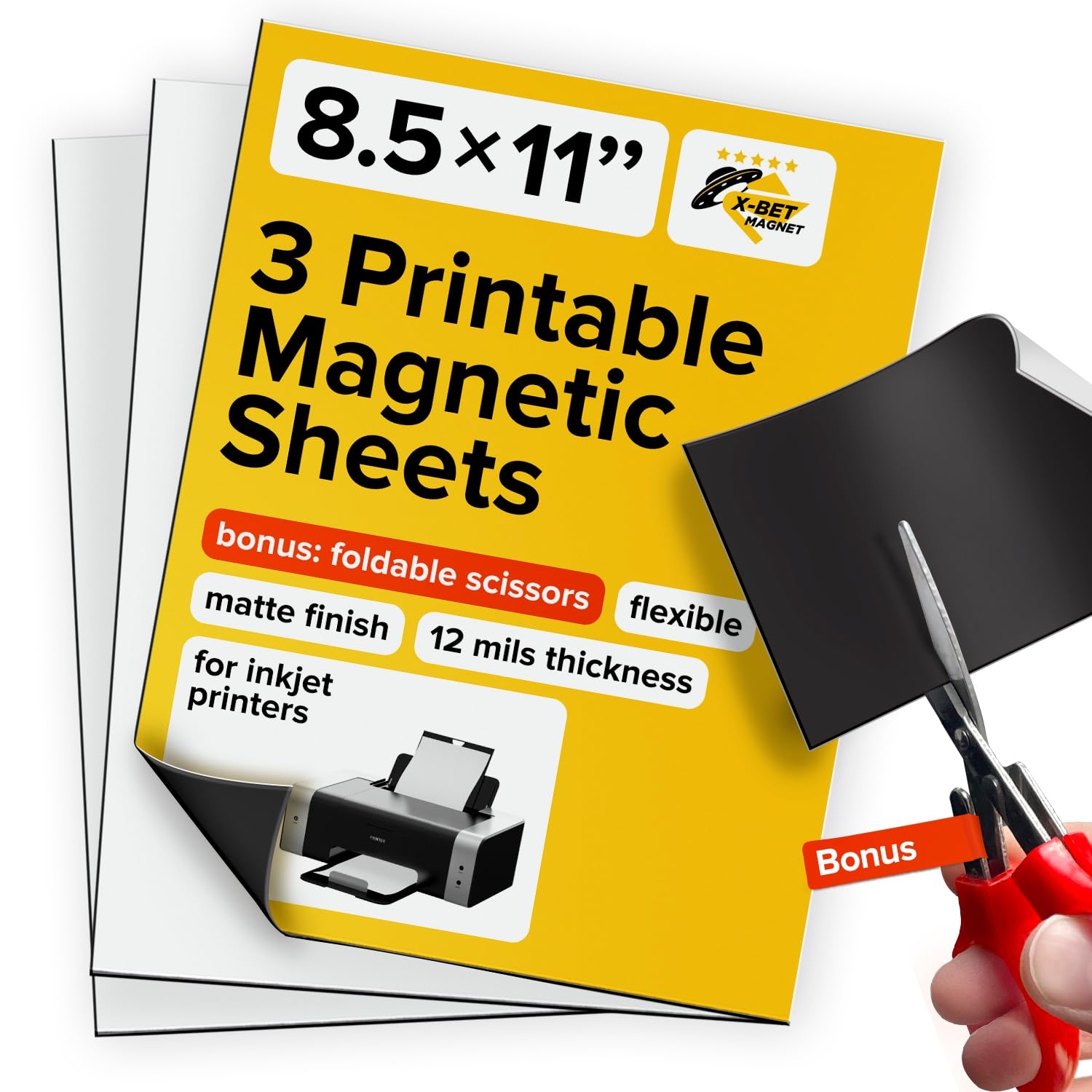Amazon X bet MAGNET Inkjet Optimized Printable Magnetic Sheets 8 5x11 Magnet Paper For DIY Stickers Decorations Labels Easy To Print Cut Create Your Own Magnets Matte 3pcs Office Products