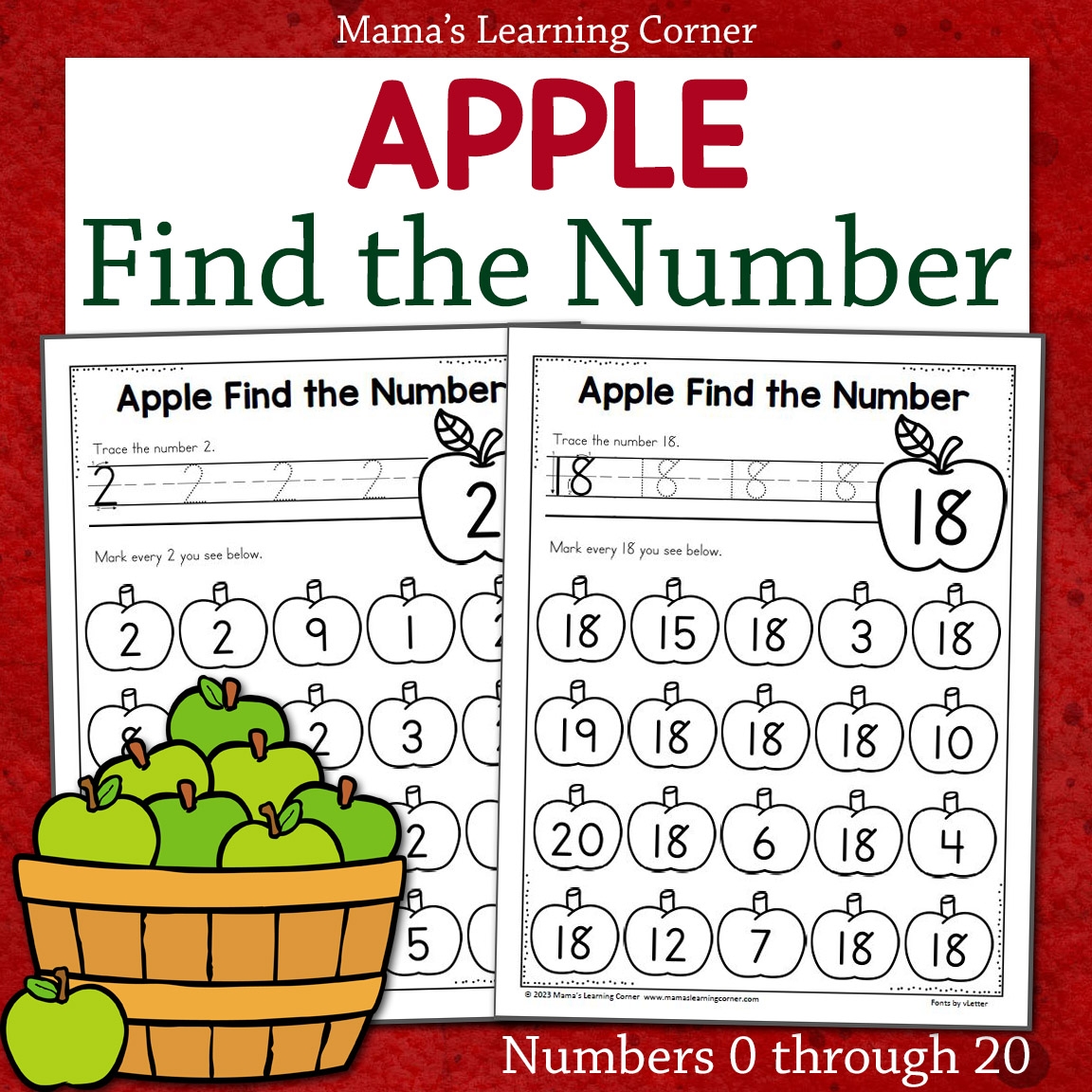 Apple Find The Number Worksheets 0 To 20 Mamas Learning Corner