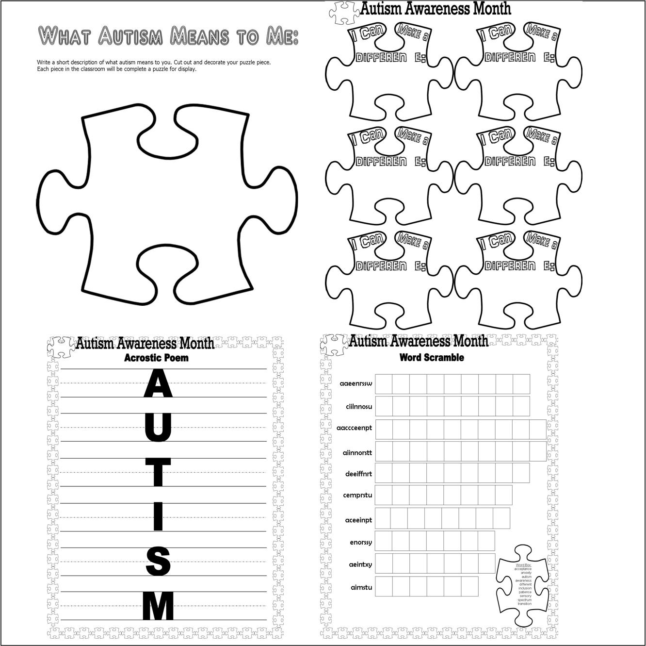 Free Printable Autism Worksheets