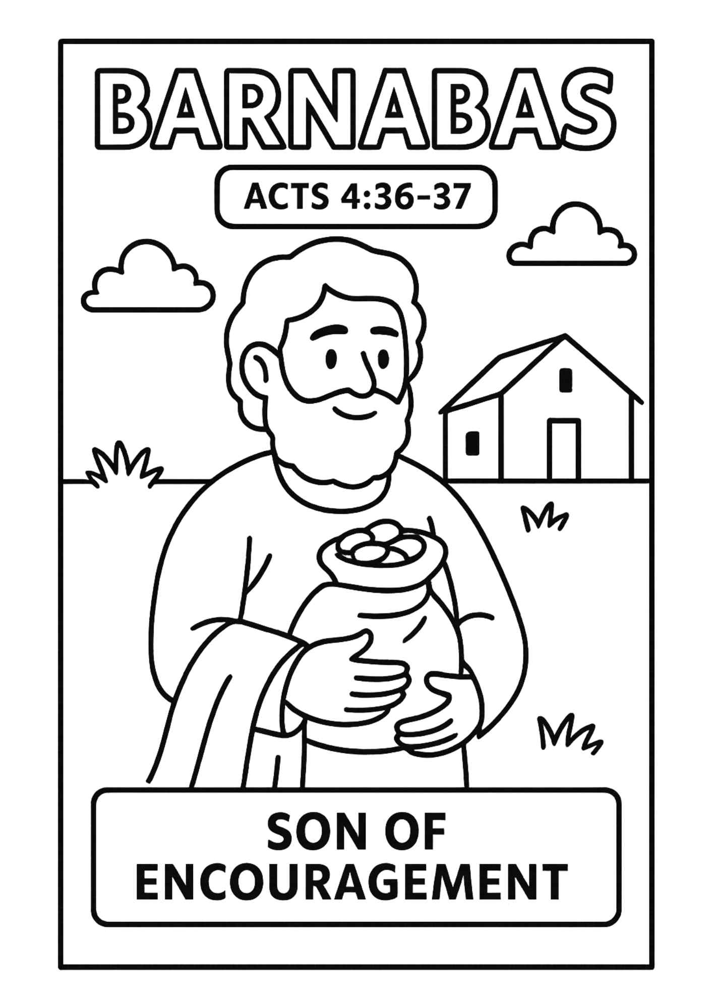 Barnabas Bible Character Coloring Page Free Printable For Kids Acts 4 36 37 Free Bible Worksheets