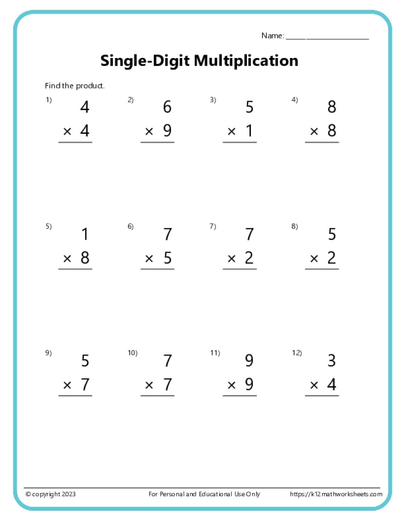 Basic Multiplication Worksheets K12 Math Worksheets