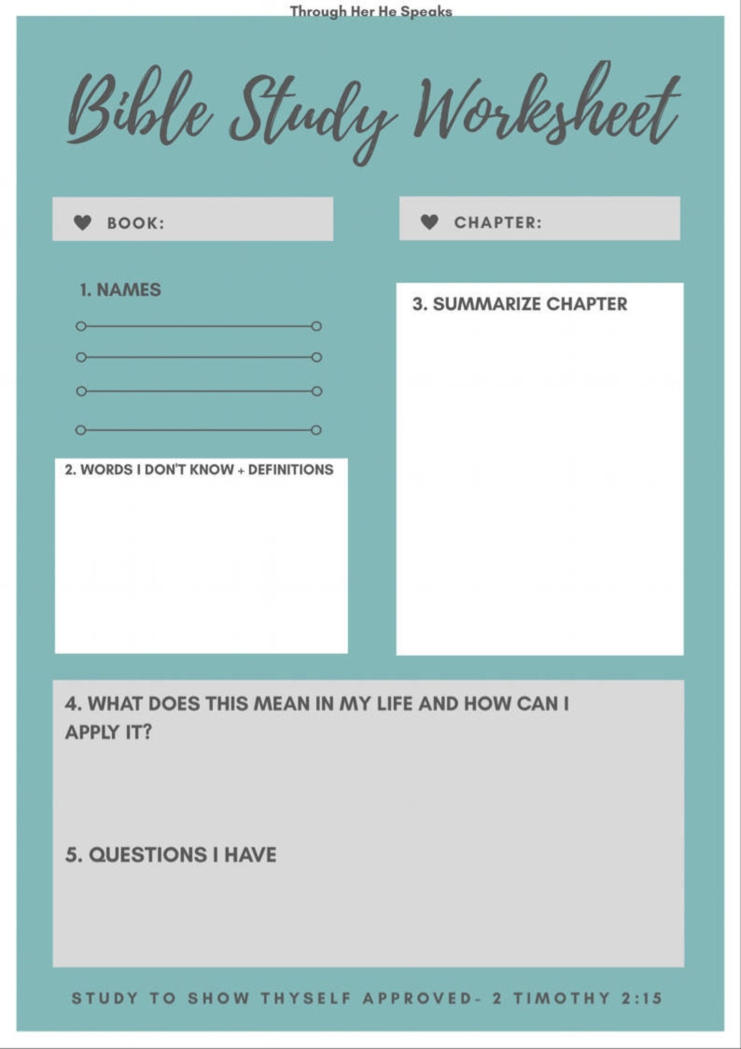 Free Printable Women's Bible Study Worksheets