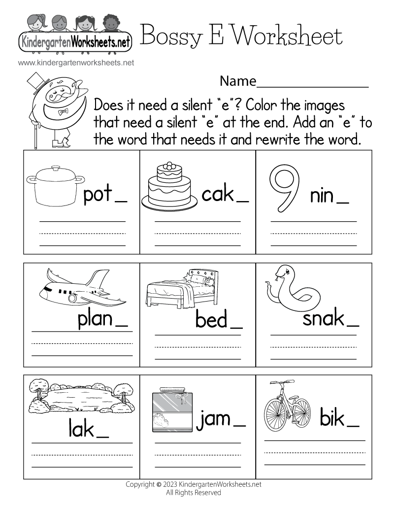 Bossy E Worksheet Free Printable Digital PDF