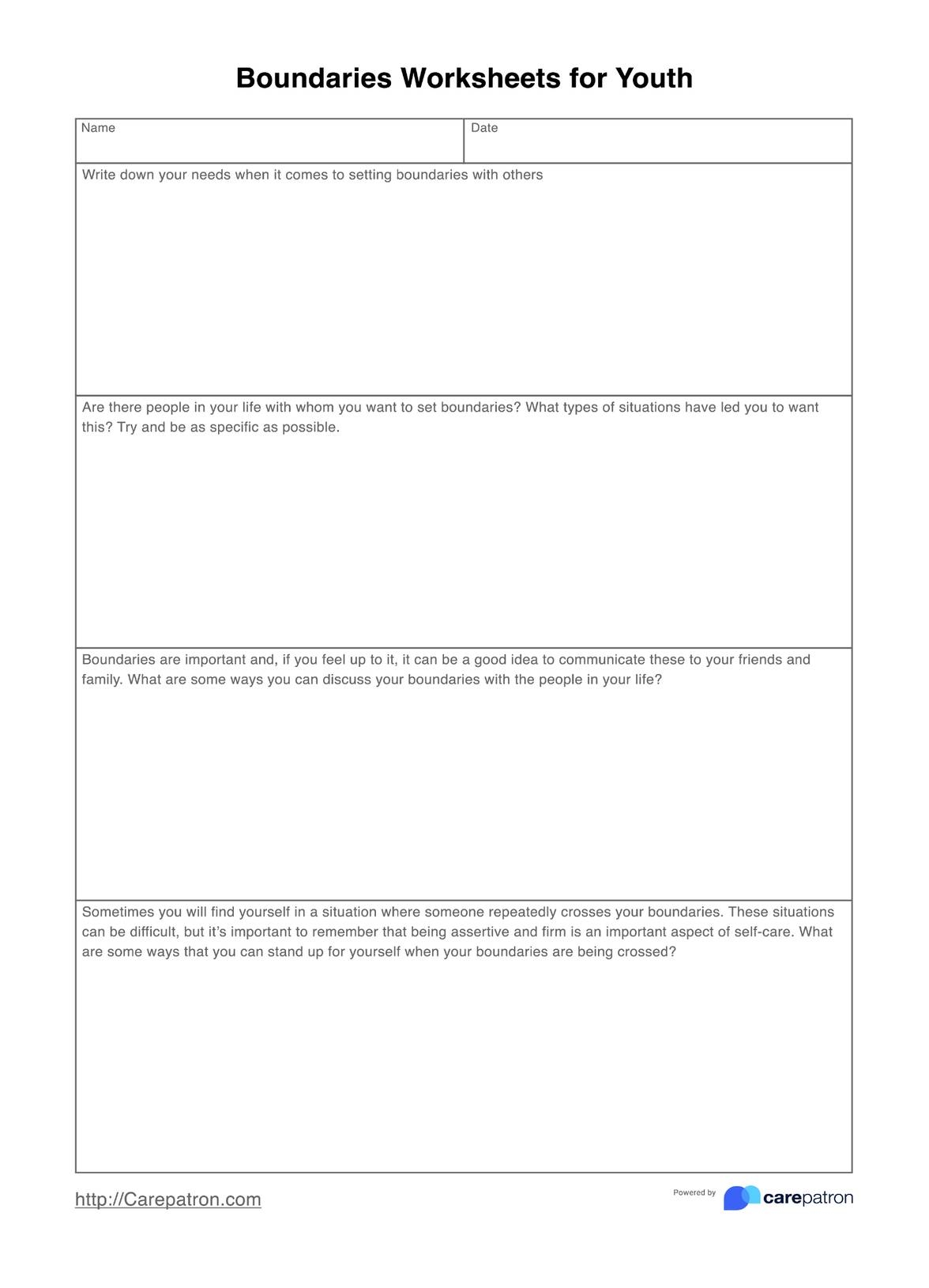 Boundaries Worksheet Example Free PDF Download