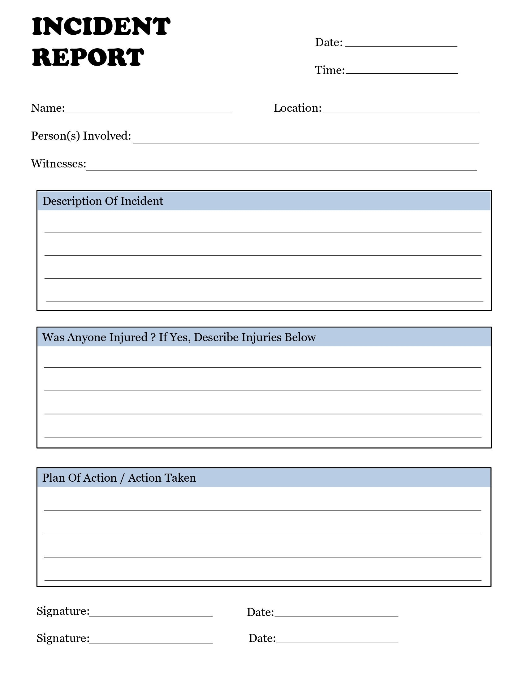 Buy Incident Report Form Incident Reporting Template Incident Form Health And Safety Accident Investigating Report Sheet Incident Form Online In India Etsy