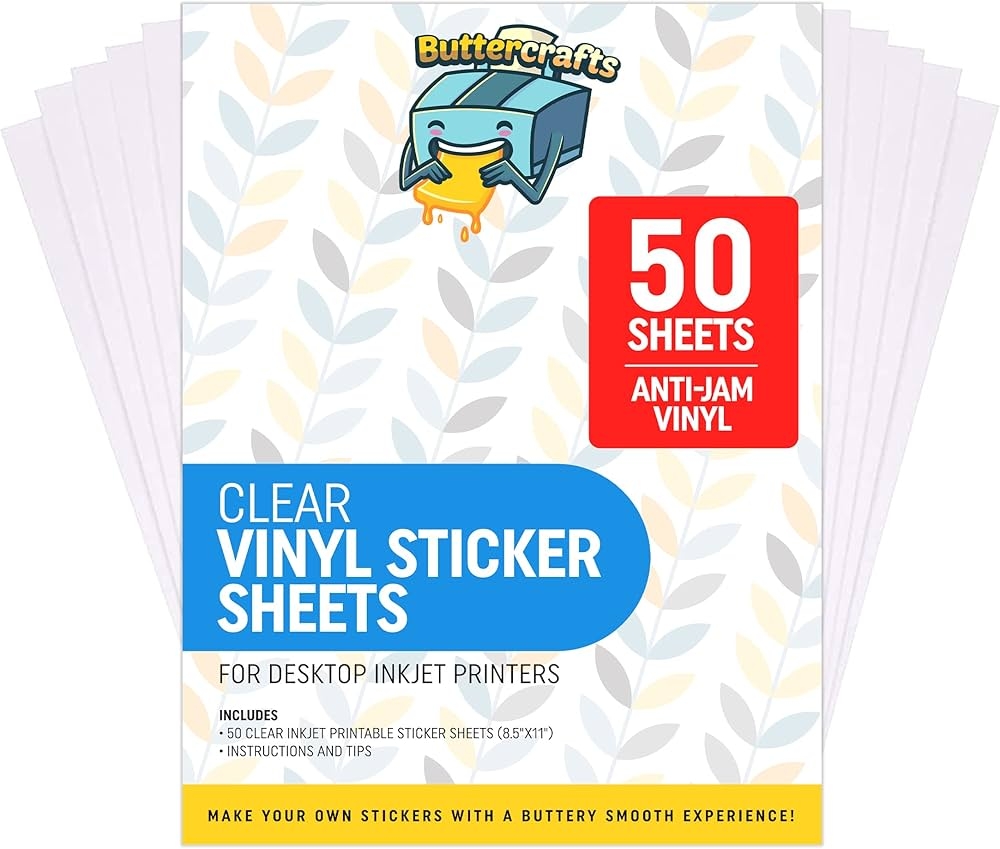 Clear Printable Vinyl For Inkjet Printer Clear Sticker Paper Waterproof 50 Sheets Transparent Inkjet Printable Vinyl Sticker Paper Avoid Staus For Printers Transparentes Aufkleberpapier Amazon de B robedarf Schreibwaren