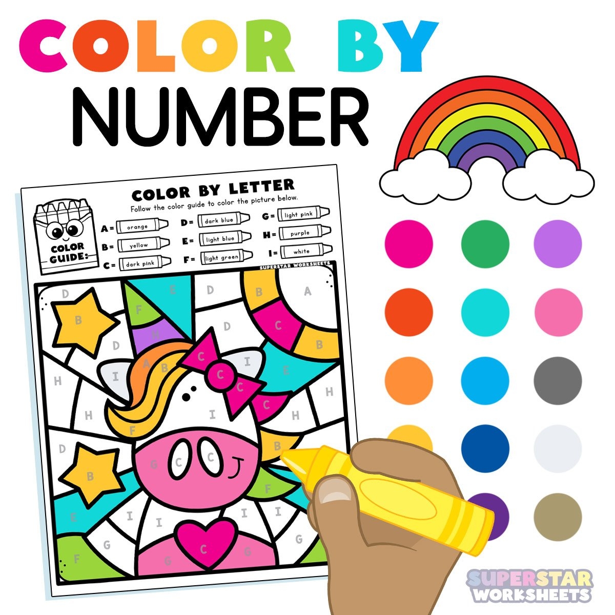 Color By Number Printables Superstar Worksheets