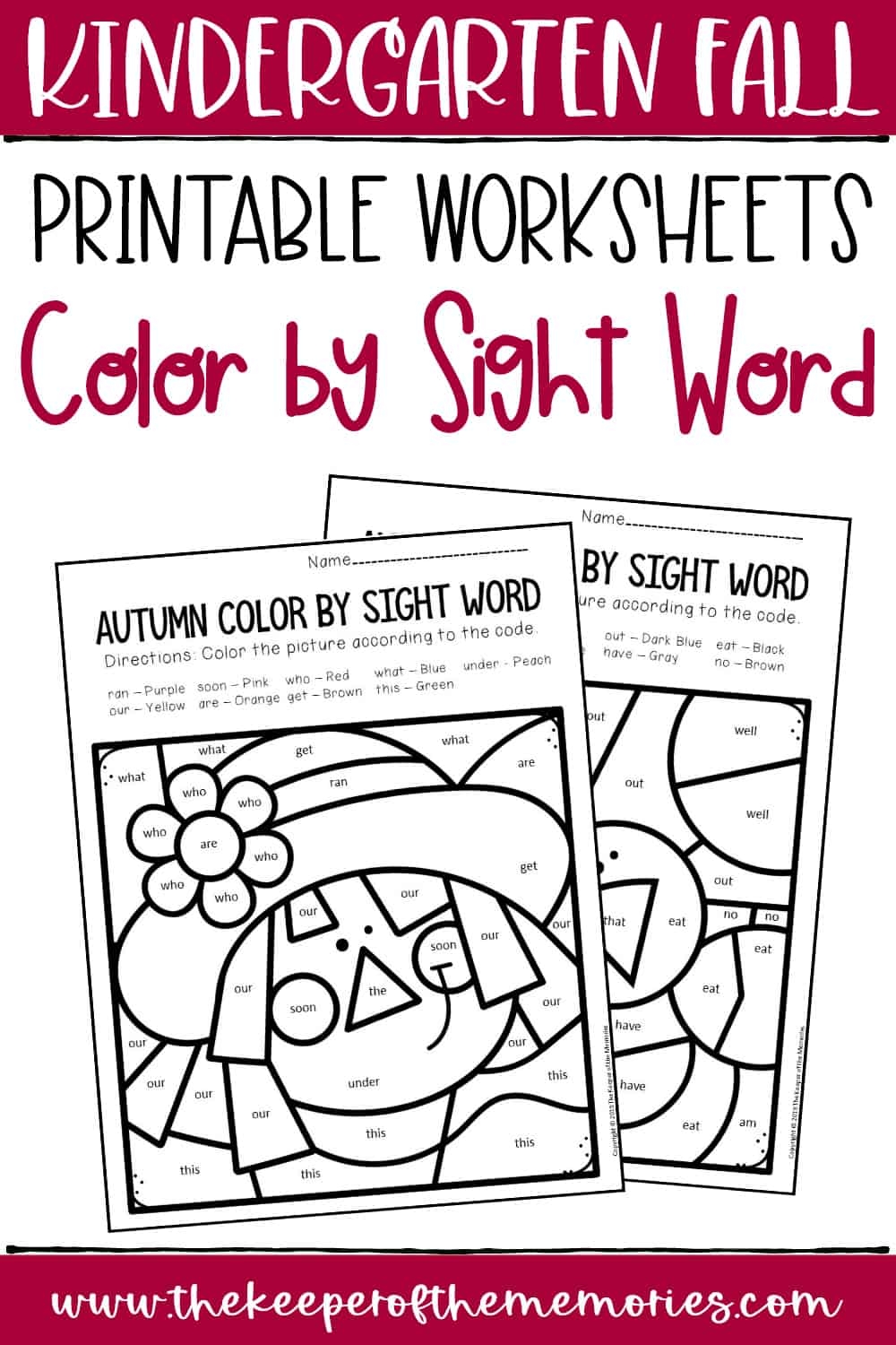 Free Printable Kindergarten Sight Word Worksheets