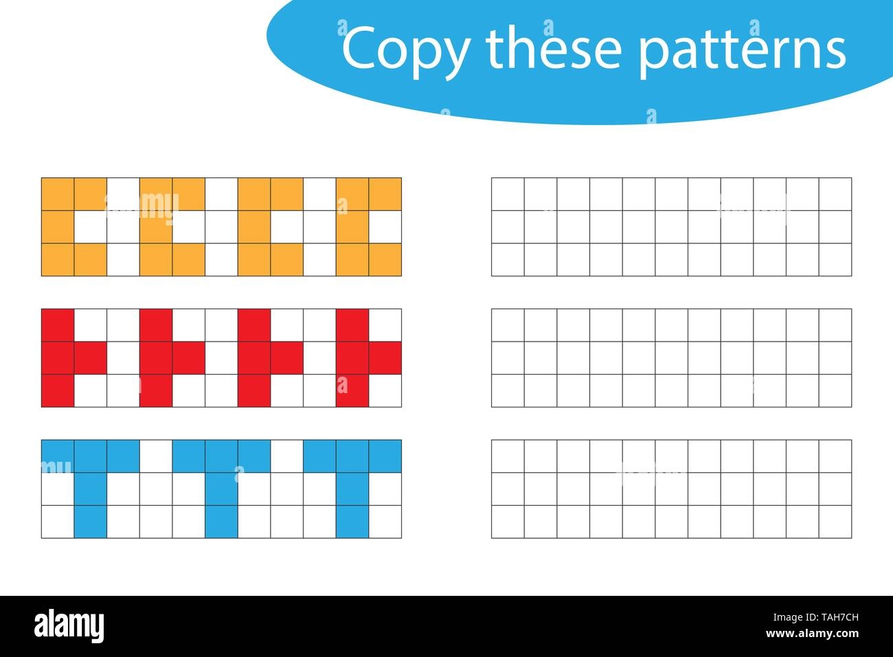Copy These Patterns Pixel Art Drawing Skills Training Educational Paper Game For The Development Of Children Kids Preschool Activity Printable Stock Vector Image Art Alamy