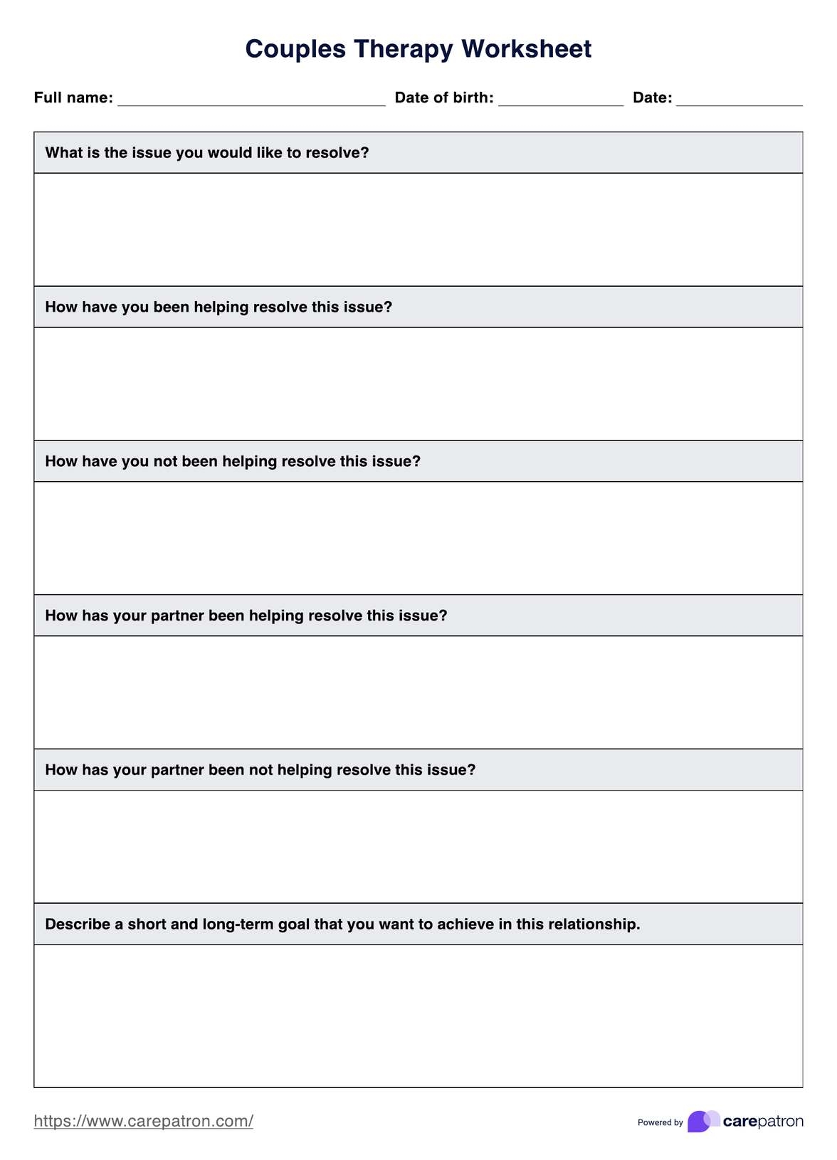 Printable Couples Communication Worksheets