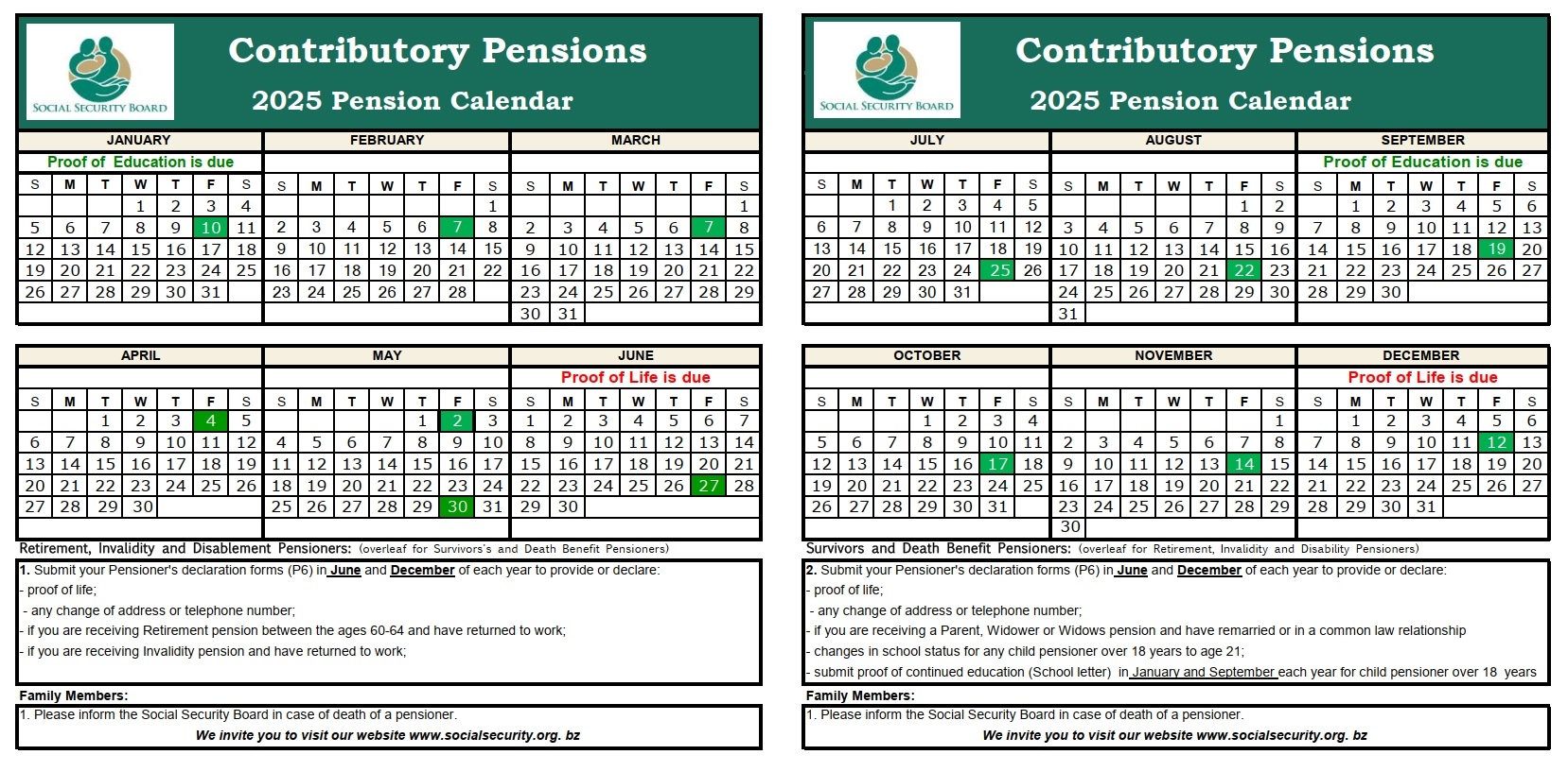 Cp Calendar 25 Social Security Board Belize