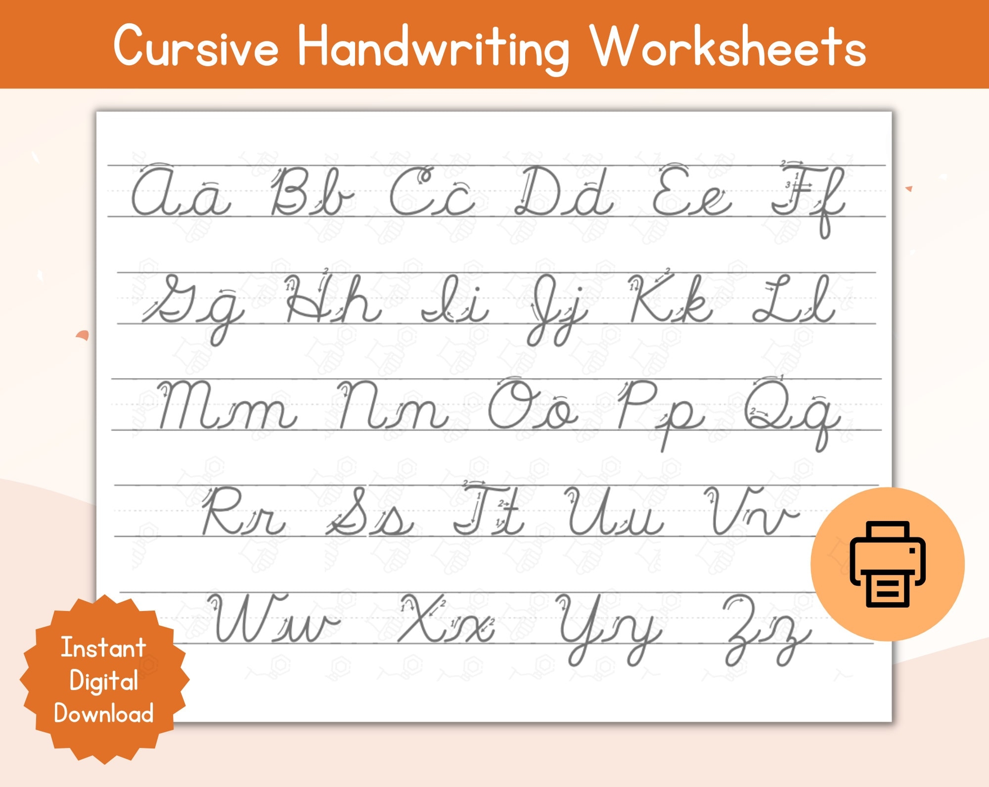 Printable Cursive Alphabet Worksheet