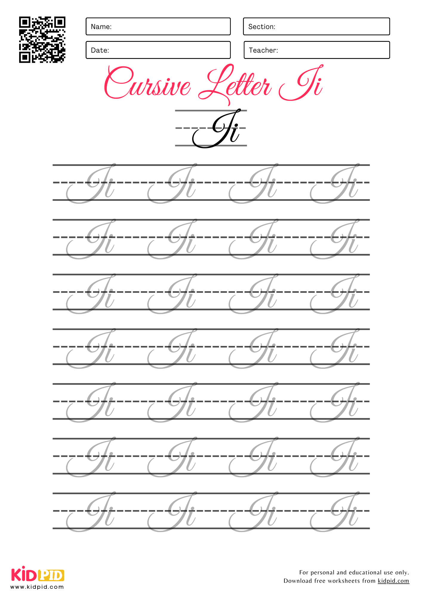Cursive Letters Handwriting Worksheet Kidpid