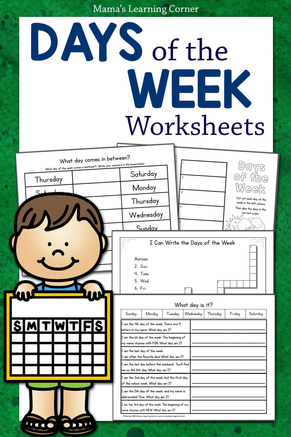 Days Of The Week Printables Mamas Learning Corner