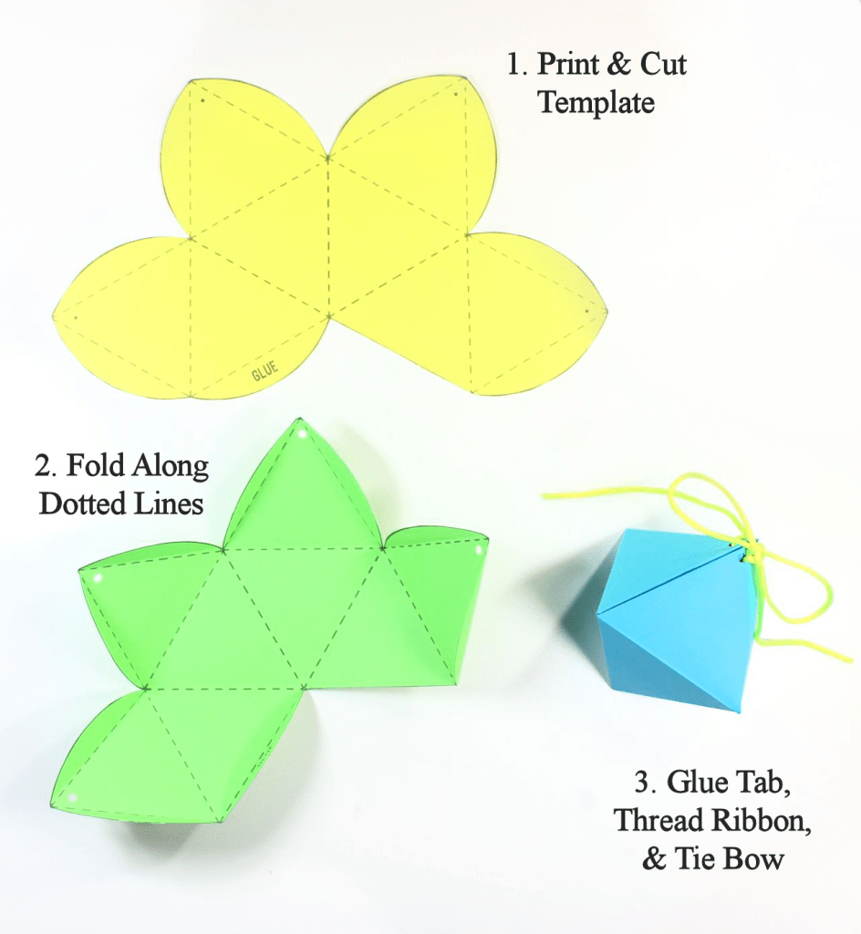 DIY Diamond Gift Boxes with Free Printable Octahedron Templates Lines Across