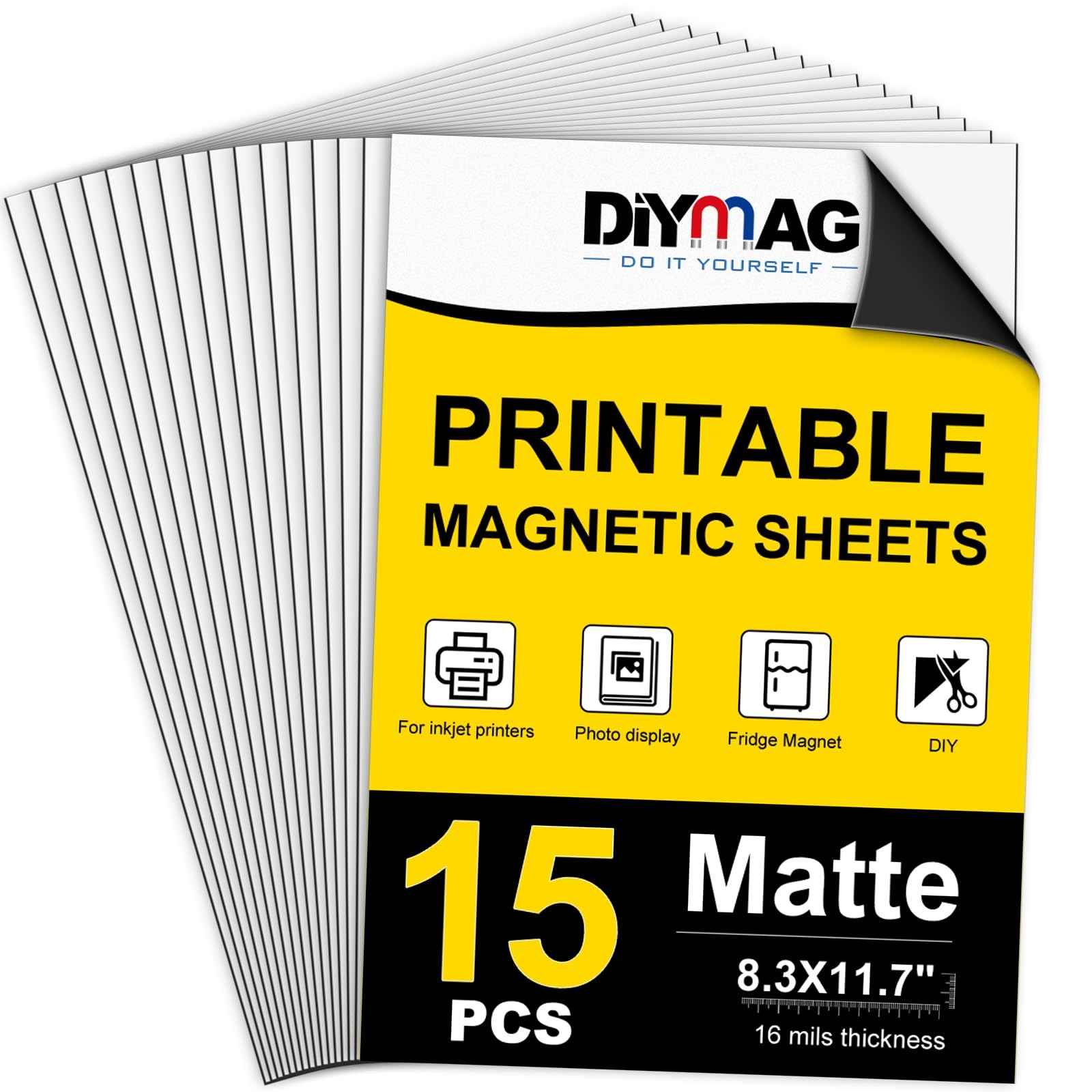 DIYMAG Printable Magnetic Sheets 8 3 X 11 7 Inch Flexible Magnetic Sheets Matte Magnetic Paper Fridge Photo Photo For Inkjet Printer Photo Magnet Sheet For DIY 15 Pieces Amazon de DIY Tools