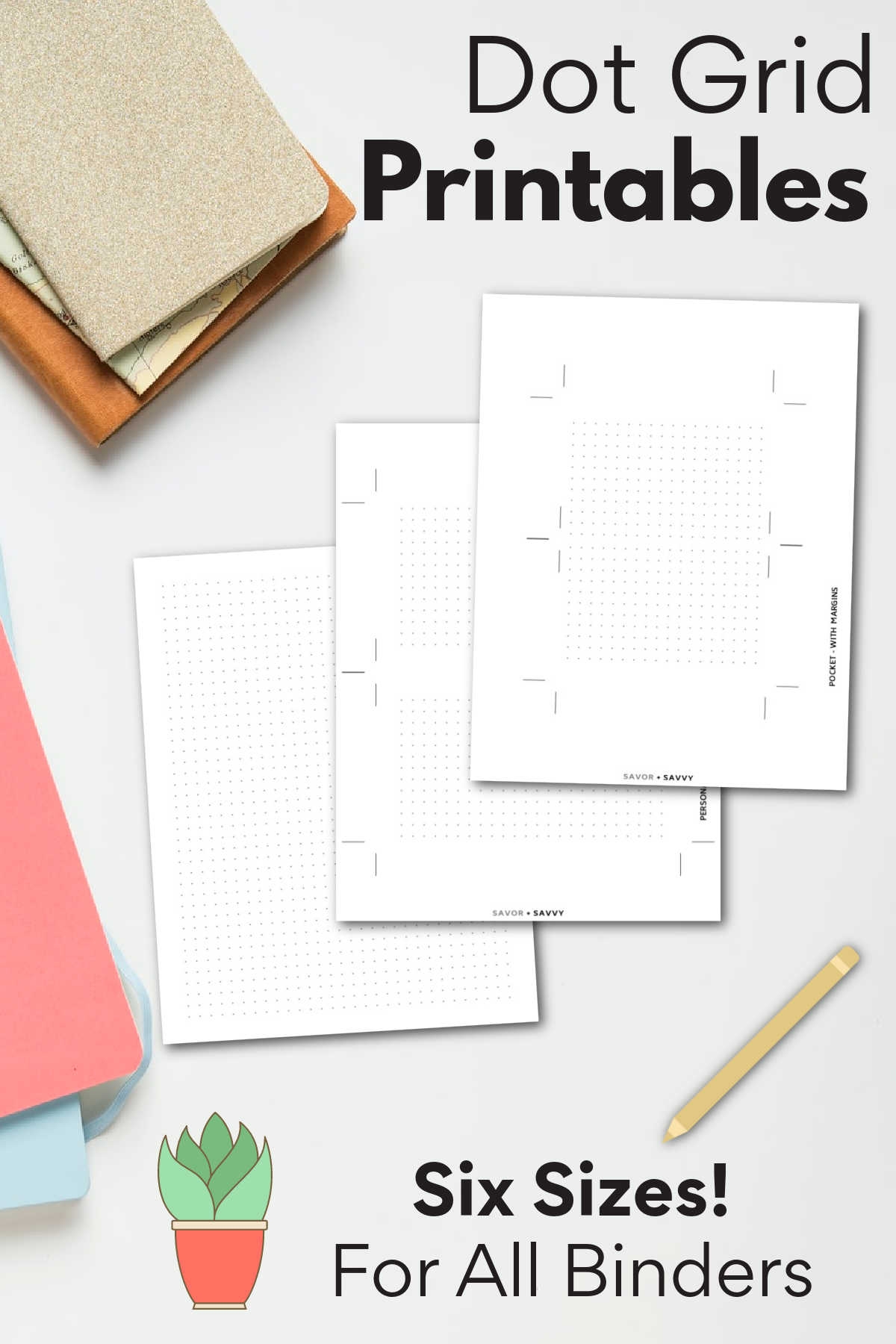 Dot Grid Paper Printable A4 A5 A6 8x10 Pocket Personal US Letter