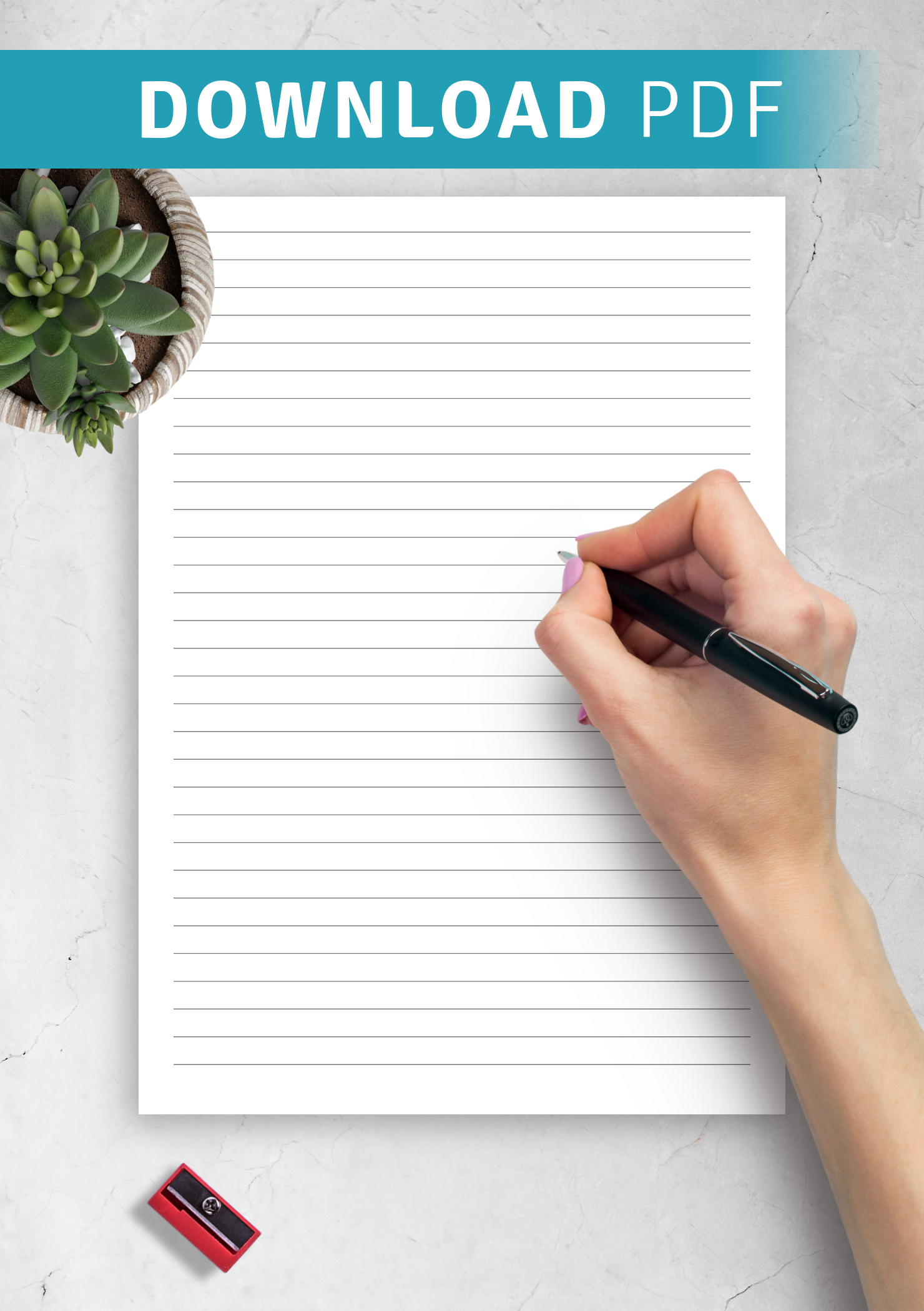Download Printable Lined Paper Template Narrow Ruled 1 4 Inch PDF