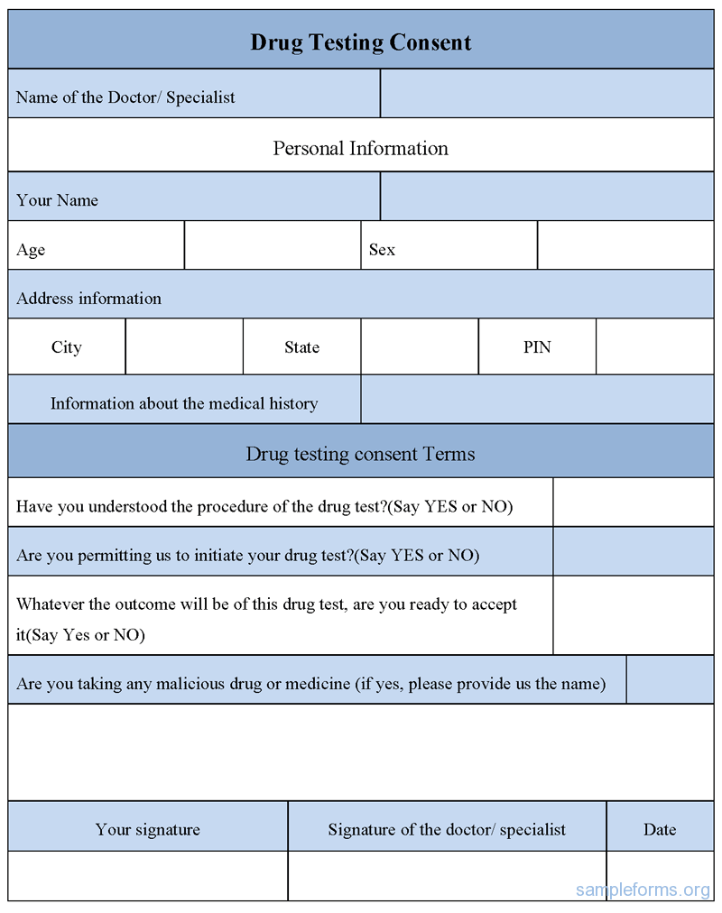 Free Printable Drug Testing Forms