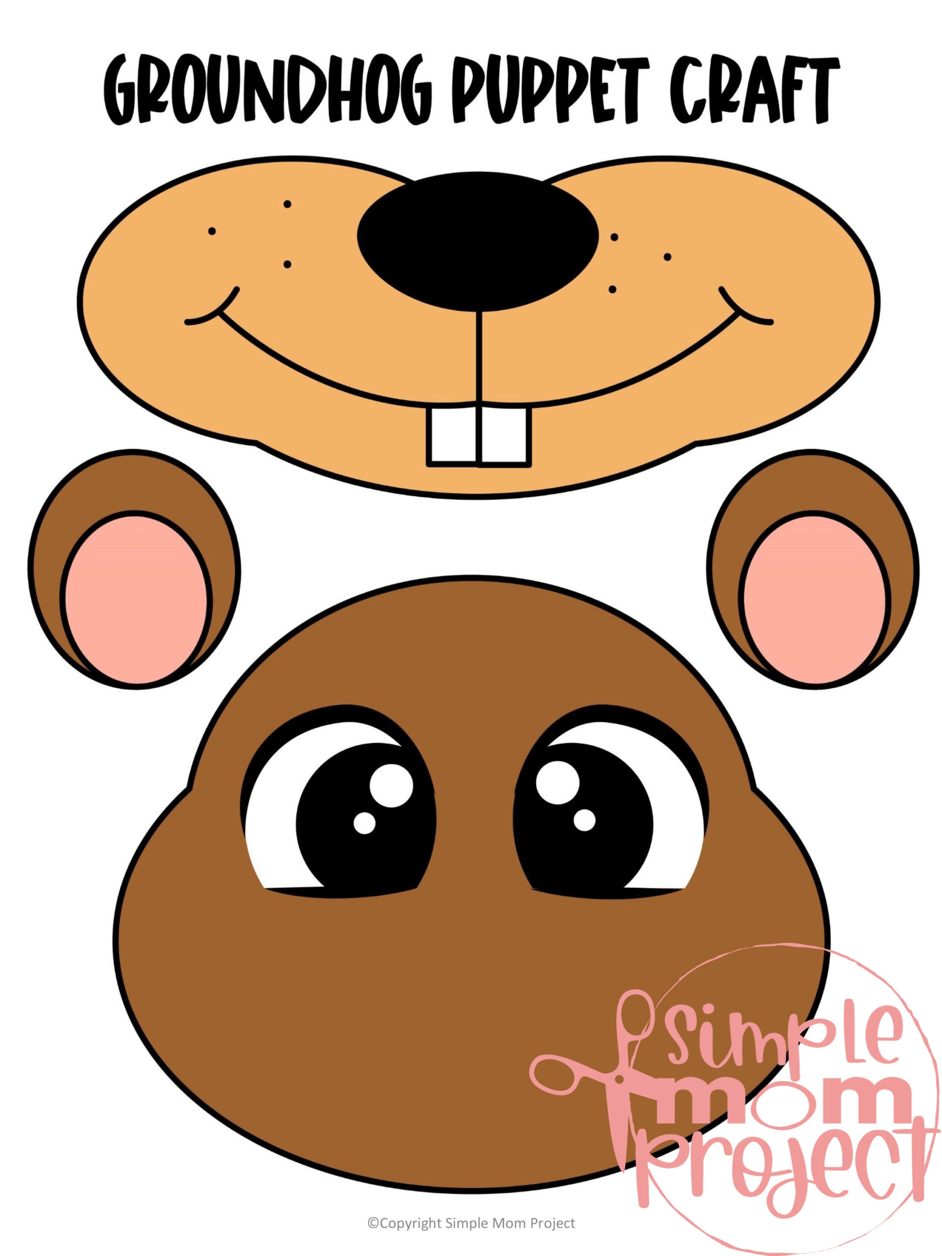 Easy And Fun Groundhog Paper Bag Puppet Craft Instant Printable Template Simple Mom Project Store