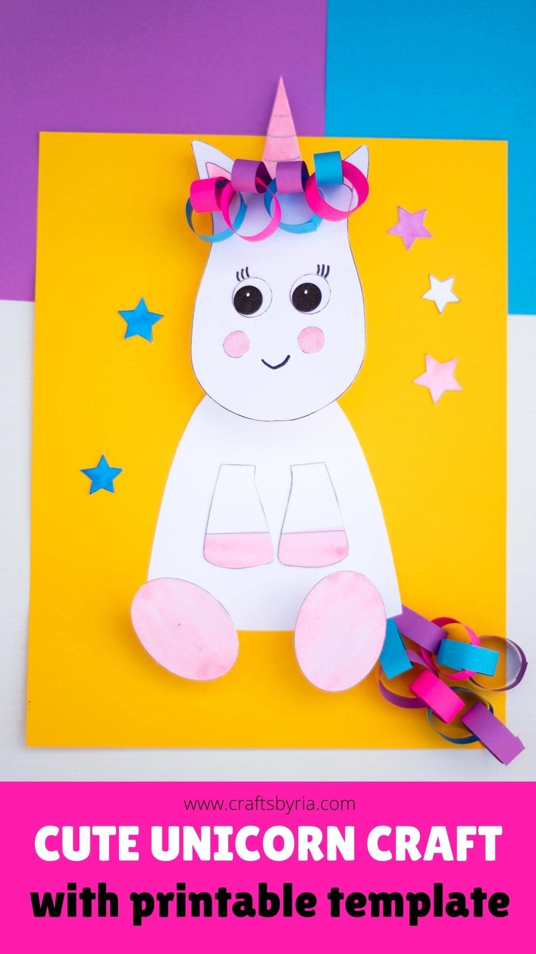 Easy Unicorn Paper Craft Printable Template Crafts By Ria