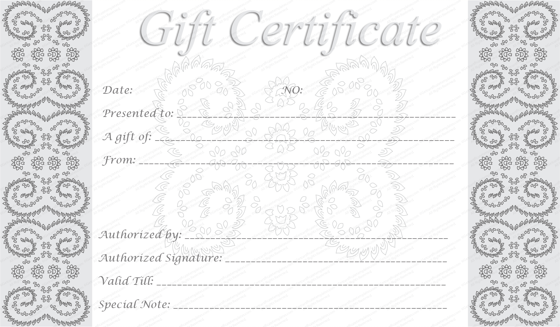 Printable Gift Certificate Forms