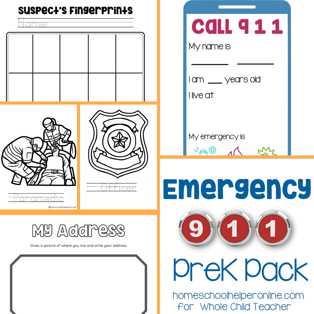 Emergency 911 Preschool Pack Community Helpers Homeschool Helper Online