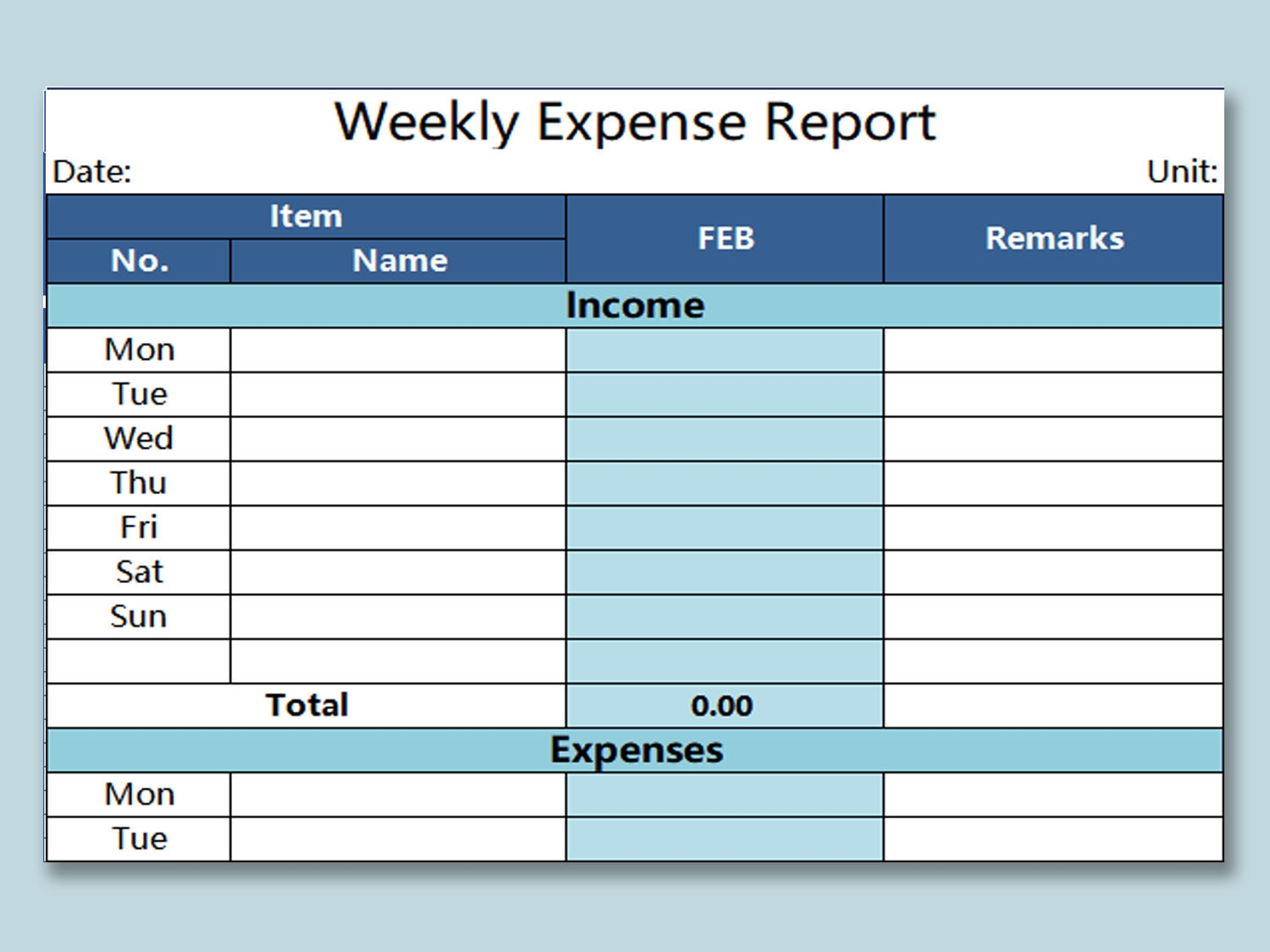 Expense Report Form Printable
