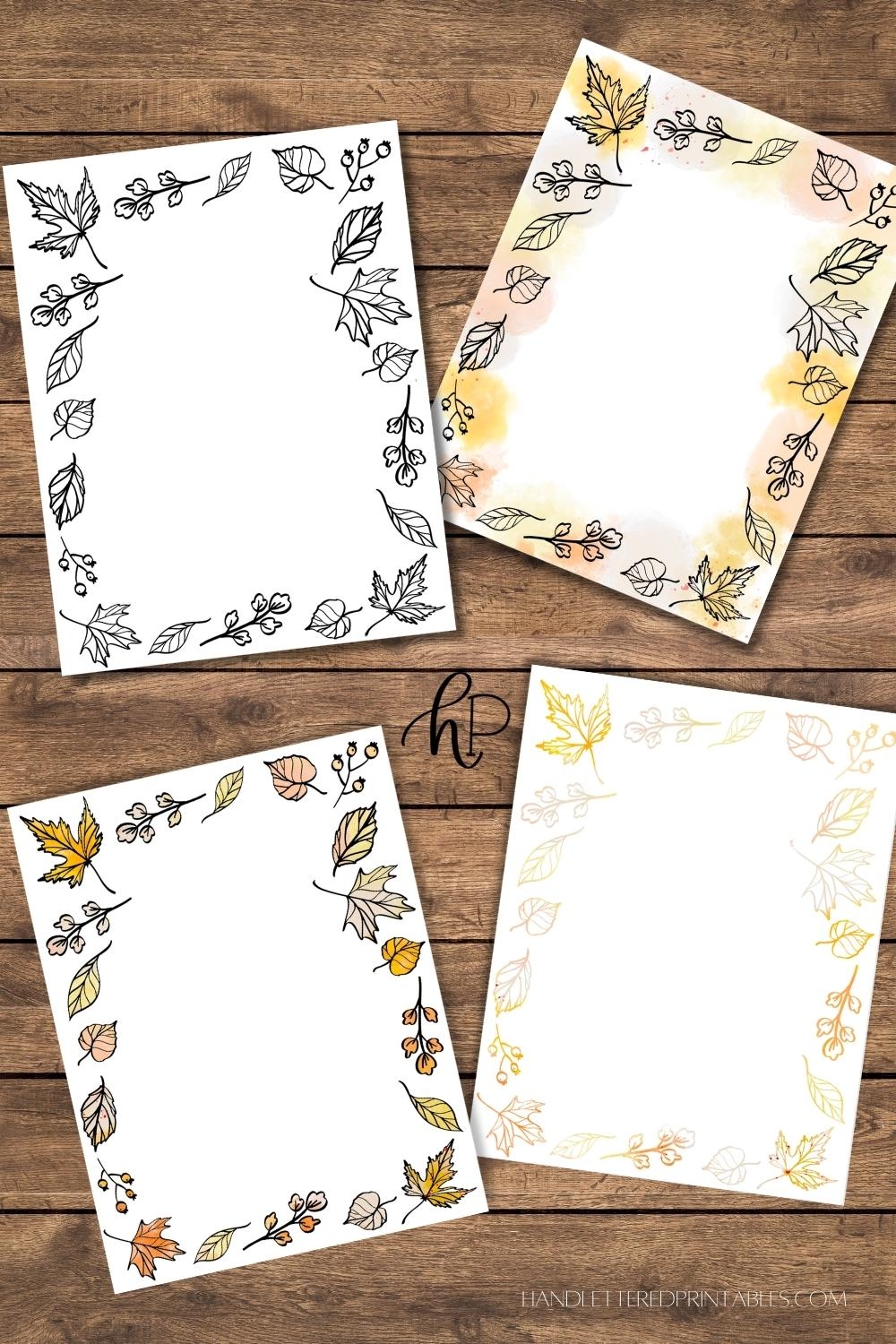 Fall Borders Free Printable Paper With Autumn Leaves Hand Lettered Printables