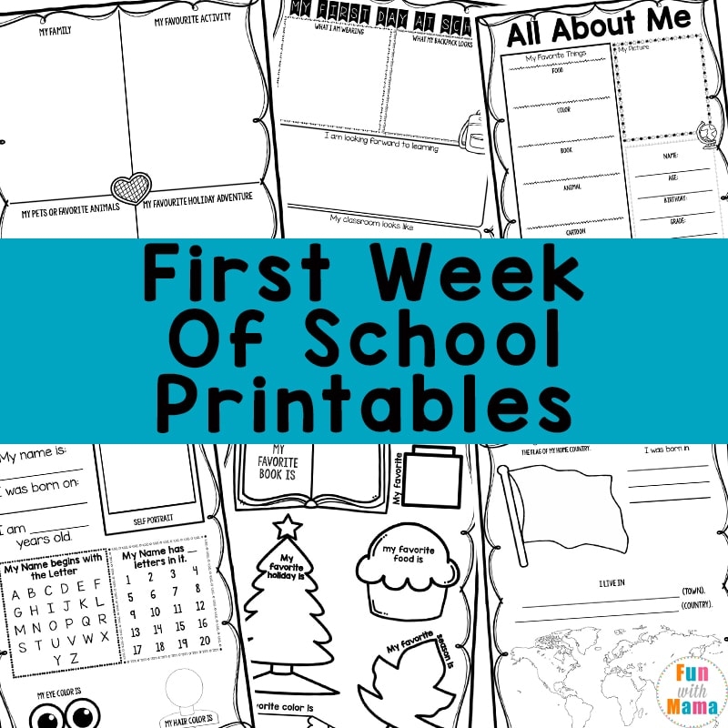 First Day Of School Activities Printables Fun With Mama